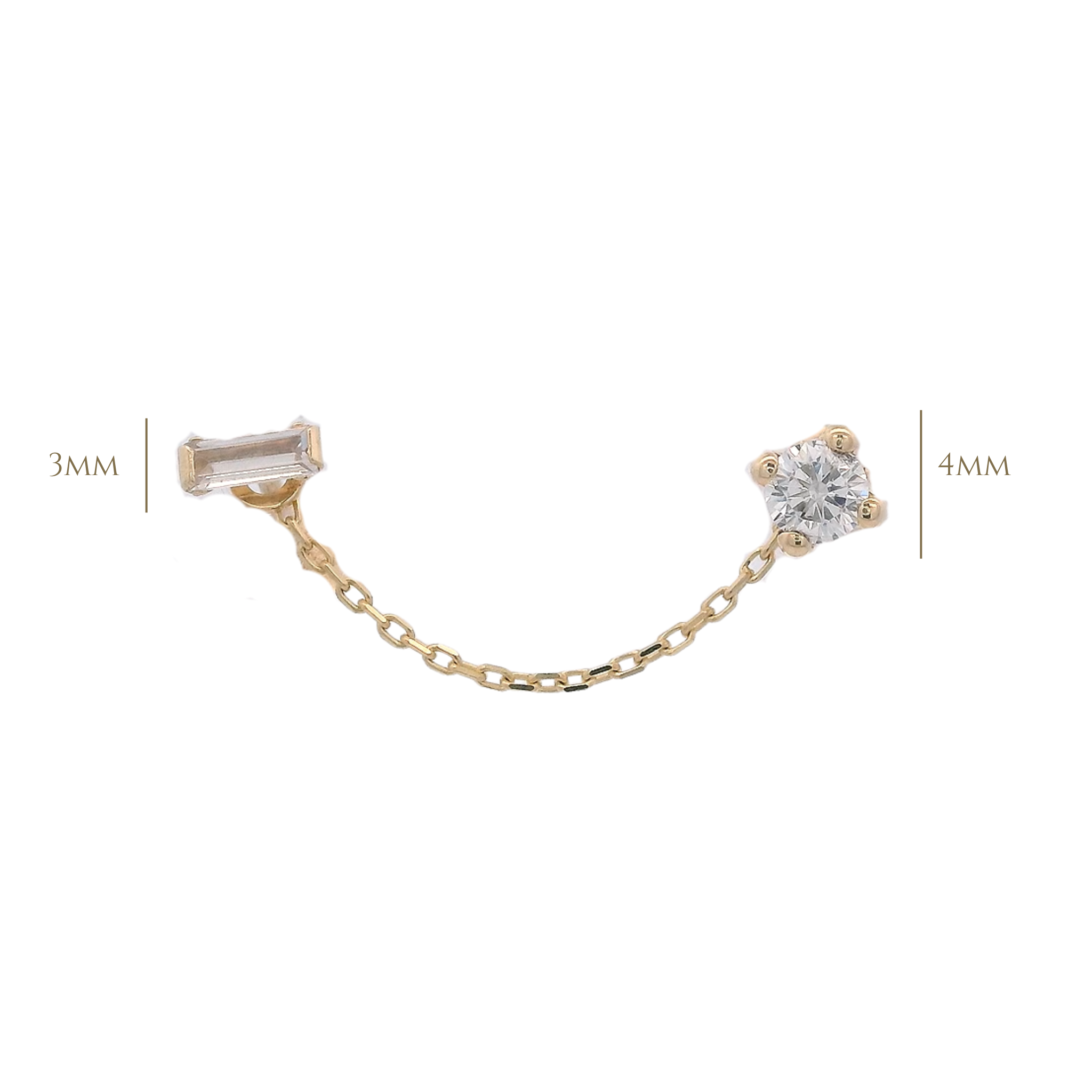 14KY BRISTONE WITH SQUARE CZ PIERCING
