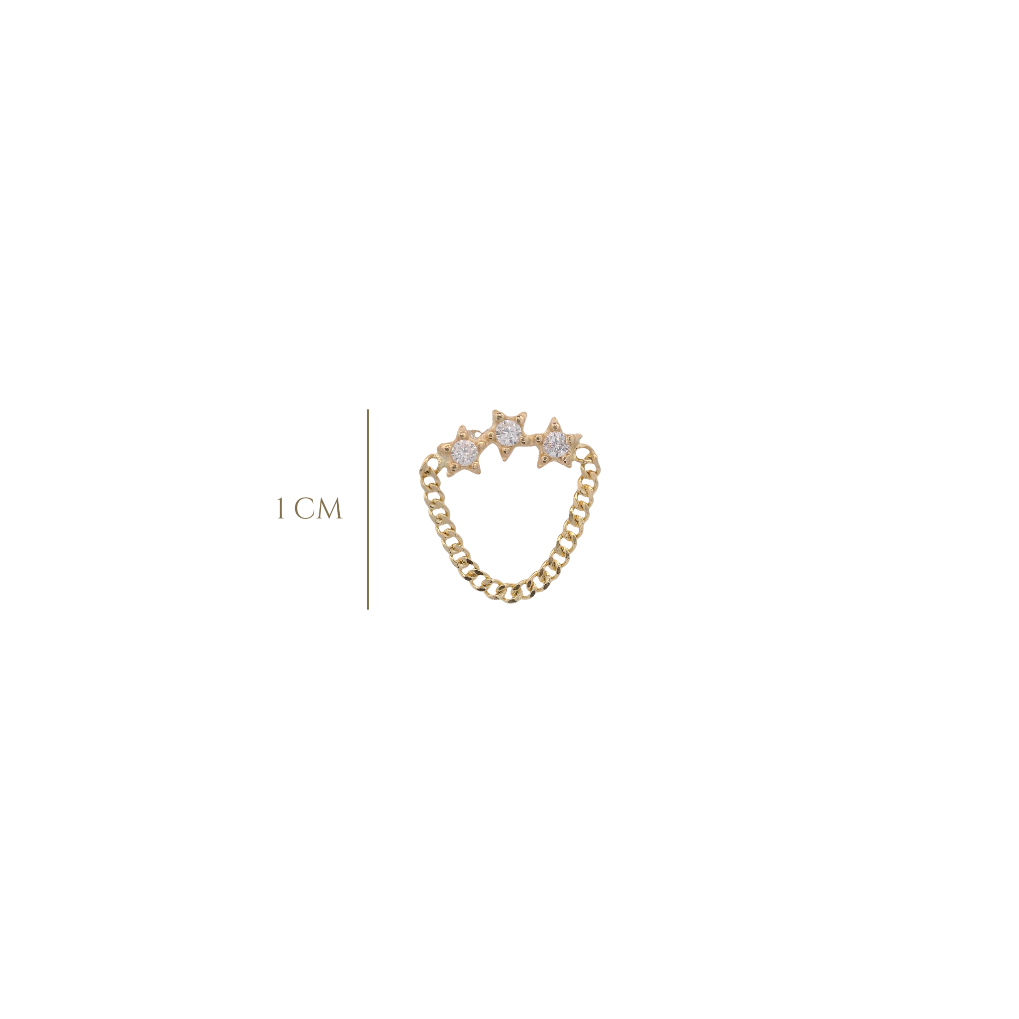 14KY CURV THREE STAR AND CHAIN PIERCING