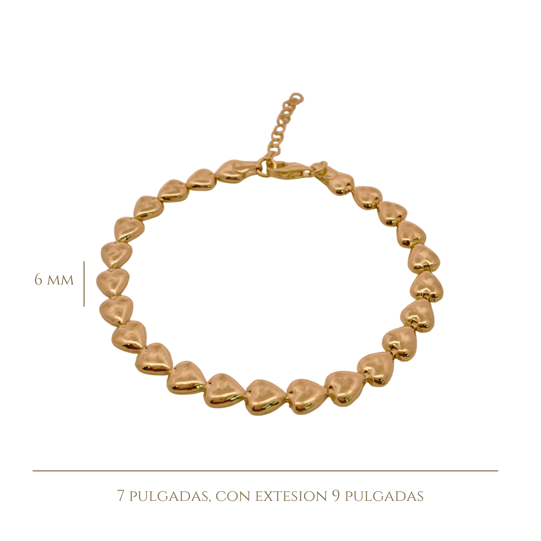 925YG TENNIS HEART SMOOTH BRACELET