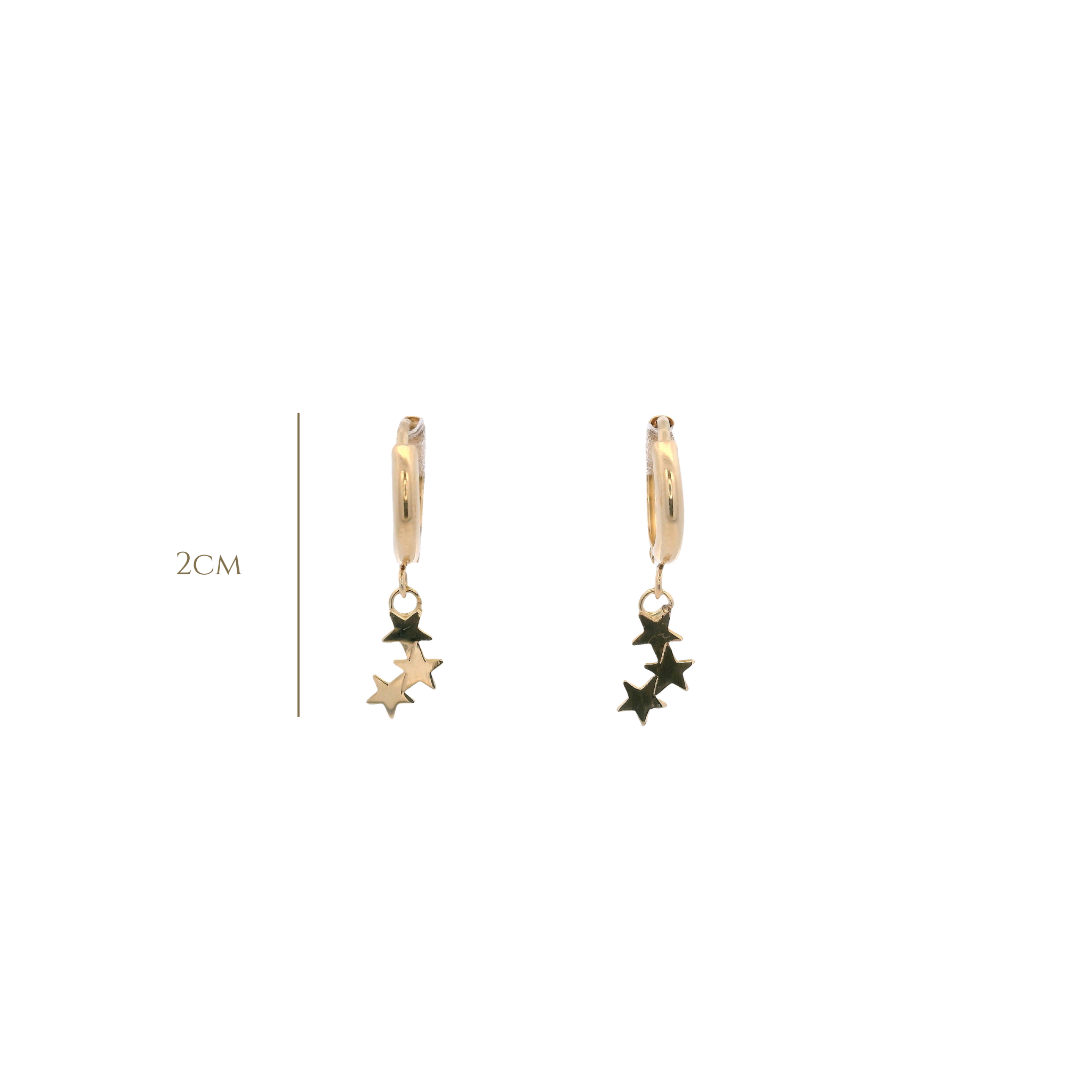 14KY HUGGIE 10MM AND STARS EARRINGS
