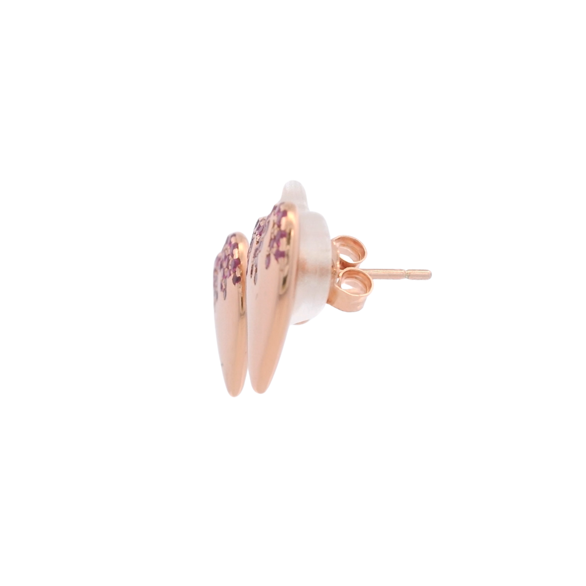 925RG HEART SMOOTH CZ FUSHIA EARRINGS