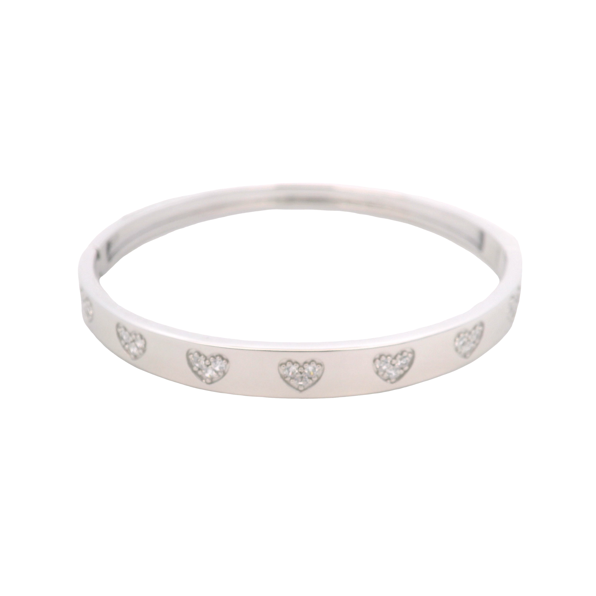 925SL STATION HEART PAVE BANGLE