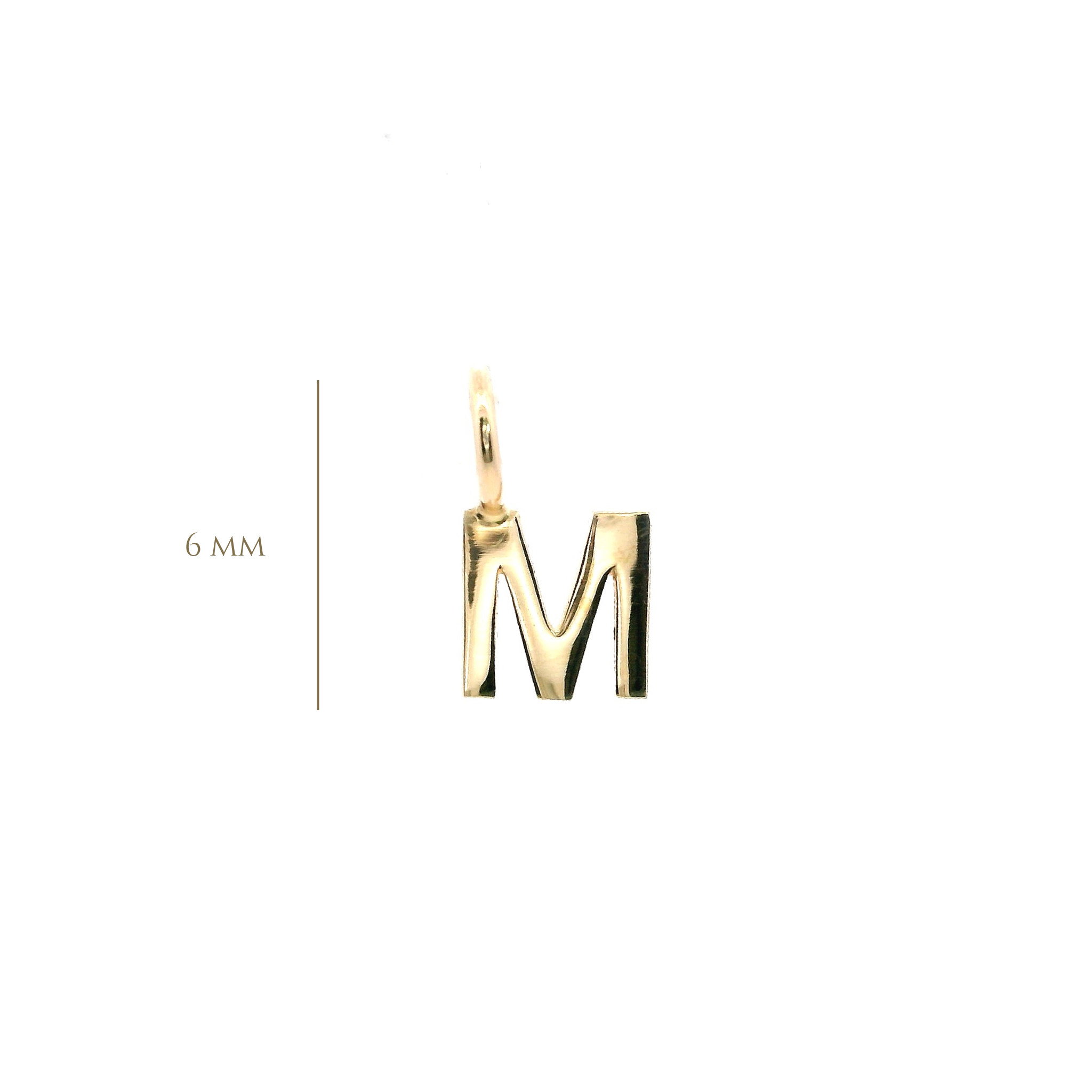 14KY 6MM LETTER M PENDANT