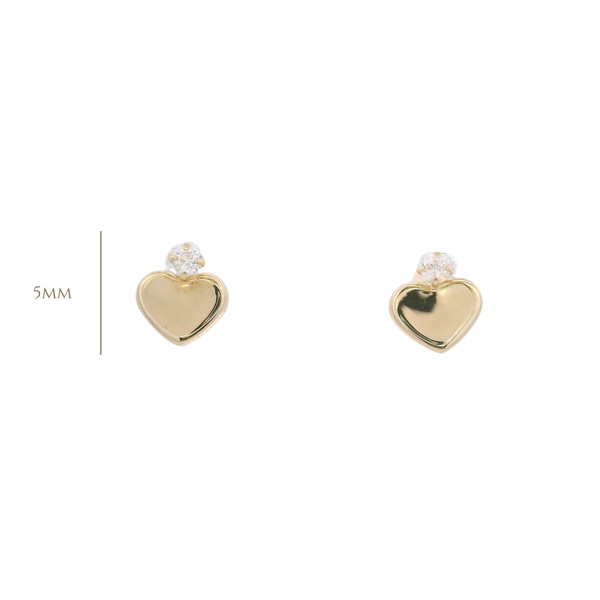14KY HEART BASIC AND CZ 2MM EARRINGS