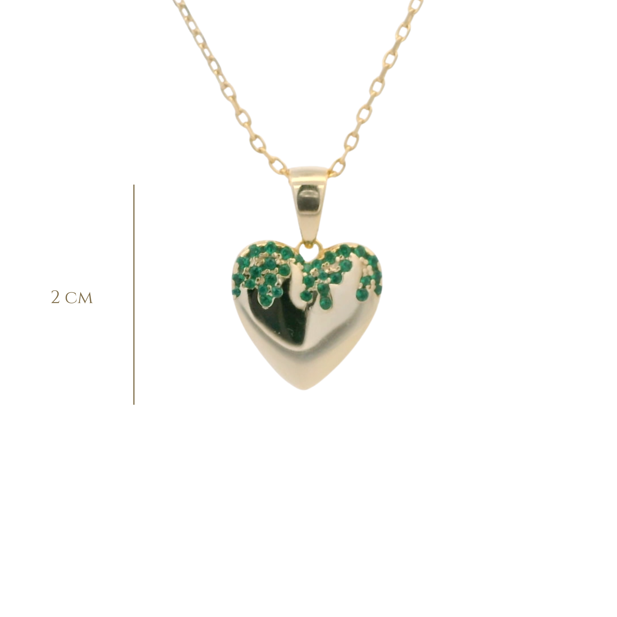 925YG HEART SMOOTH CZ GREEN NECKLACE