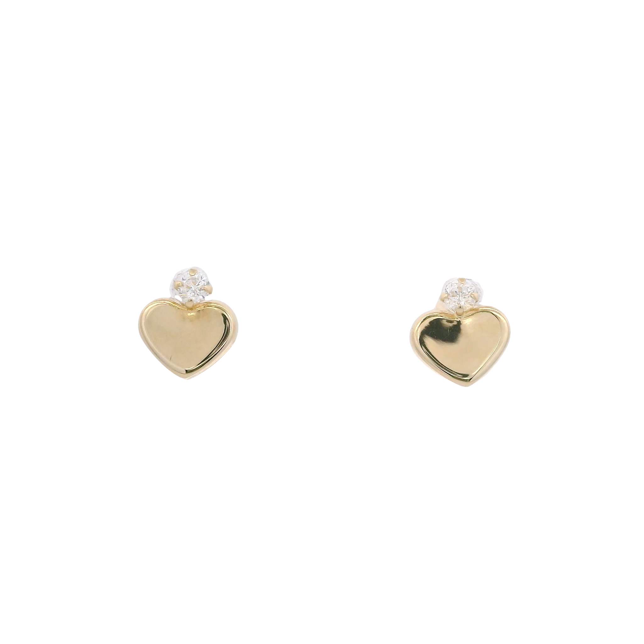14KY HEART BASIC AND CZ 2MM EARRINGS