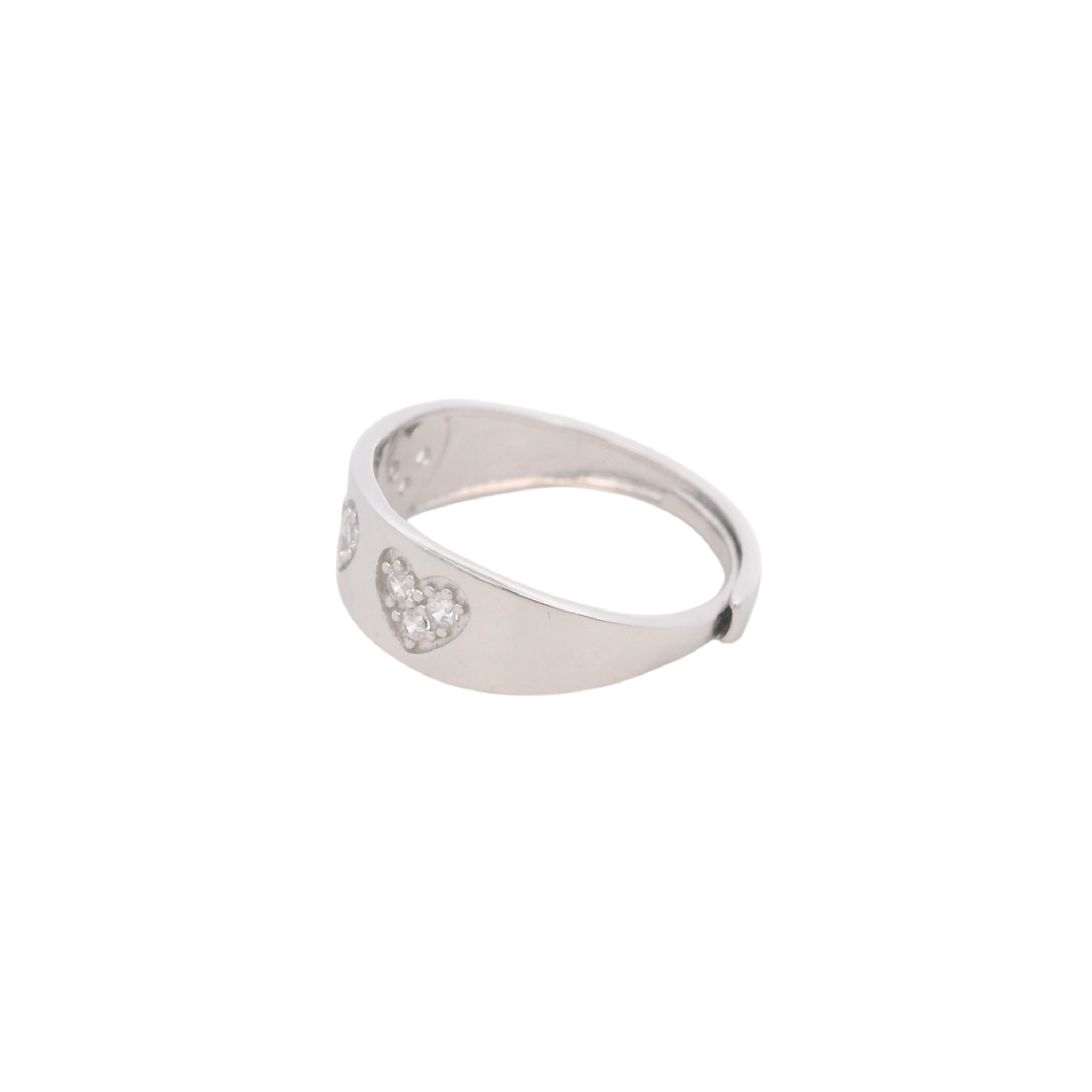 925SL TRIPLE HEART PAVE ADJUSTABLE RING