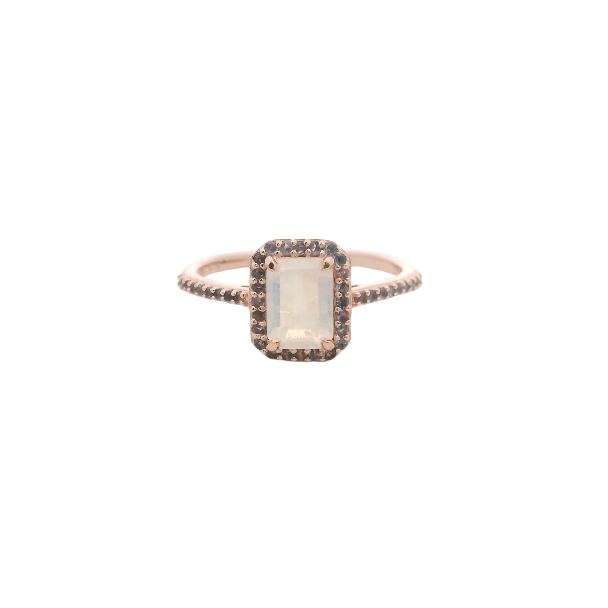 925RG BAQUETTE MOONSTONE AROUND IOLITE RING T6.5
