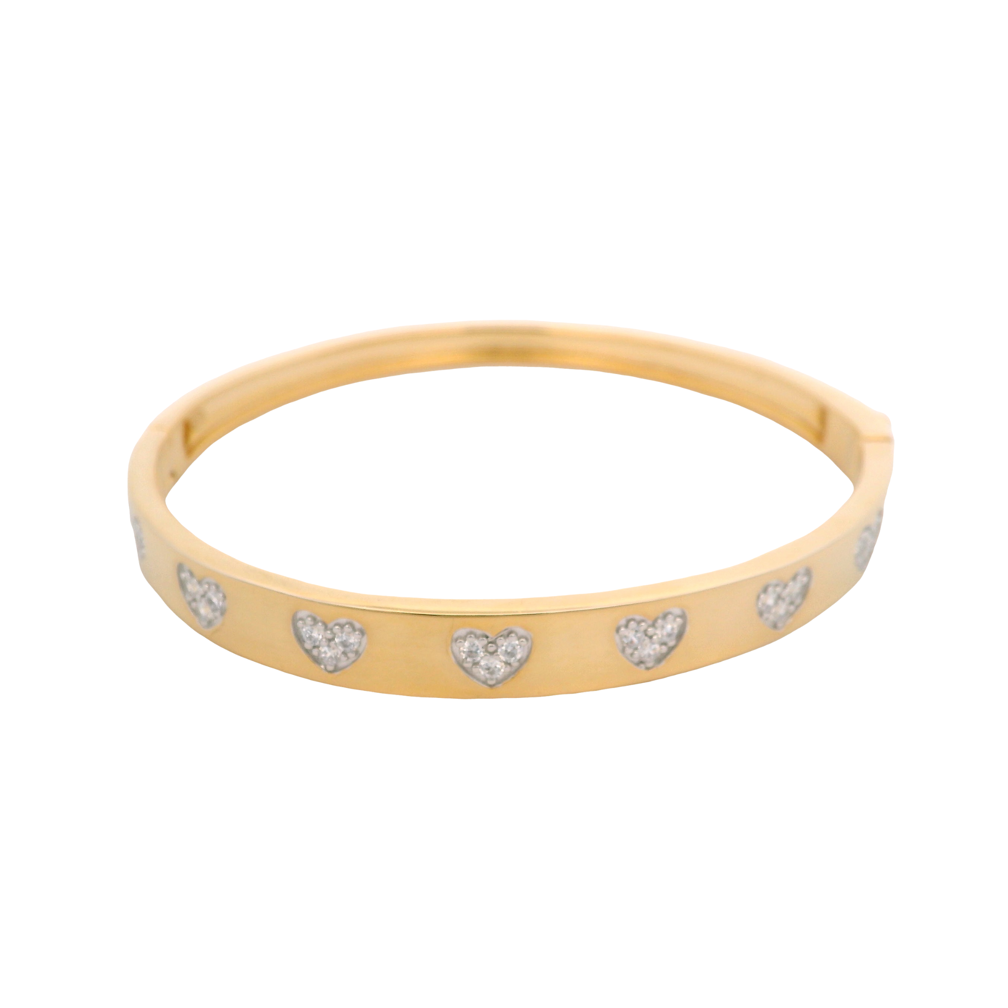 925YG STATION HEART PAVE BANGLE