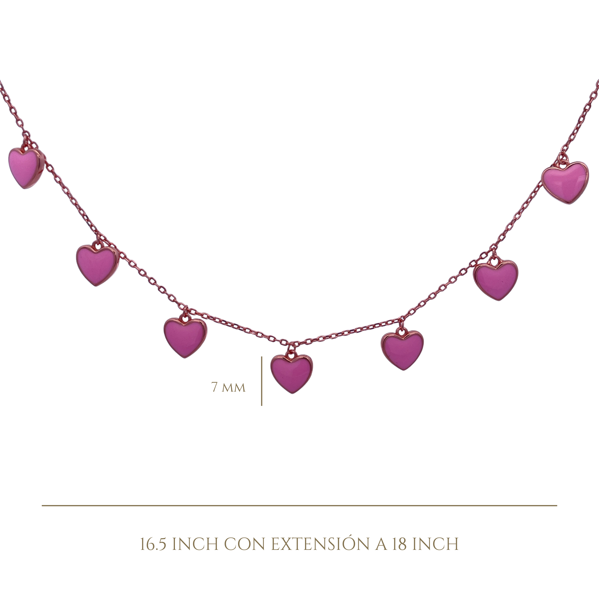 925RG STATION HEART PINK ENAMEL NECKLACE