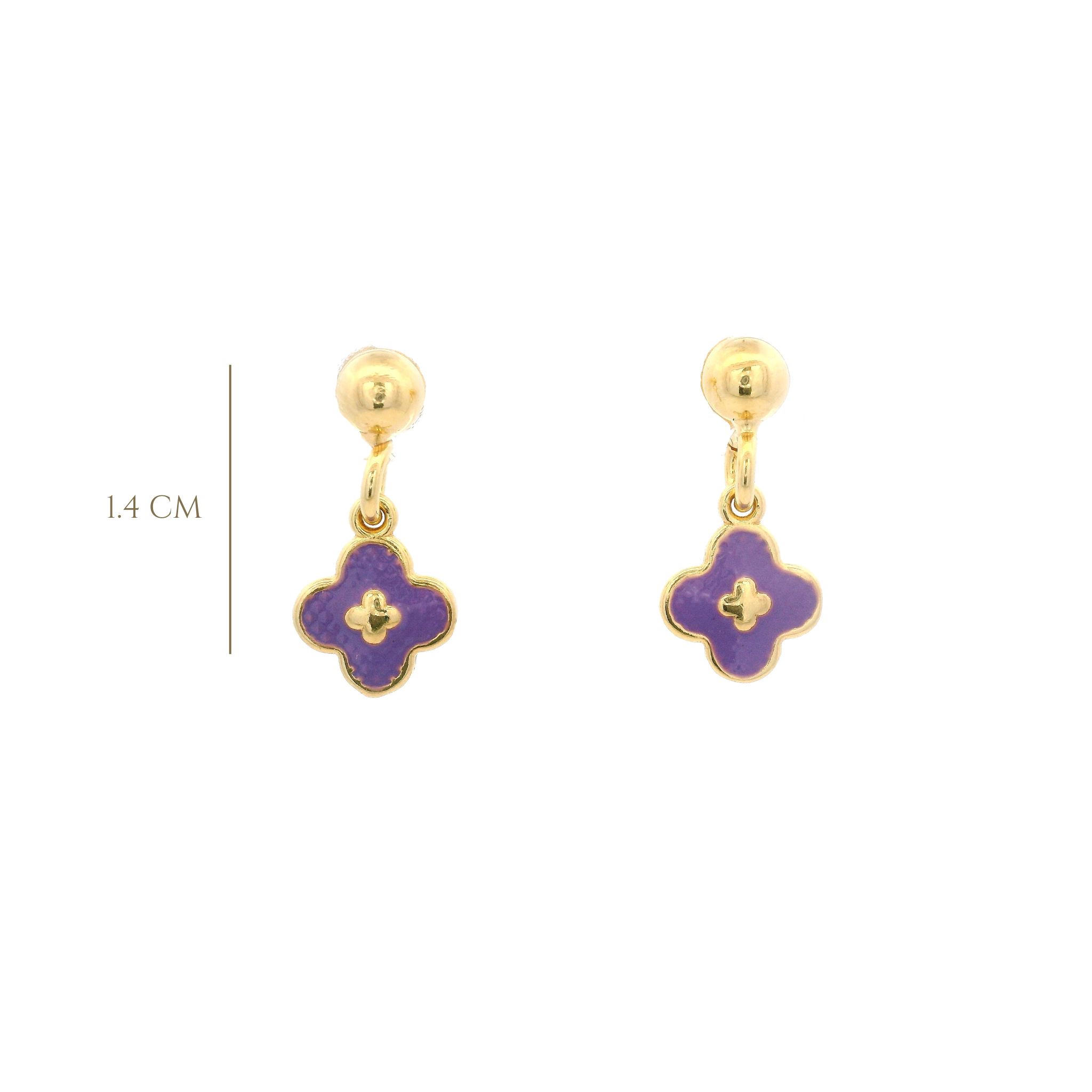 925YG CLOVER PURPLE ENAMEL EARRINGS