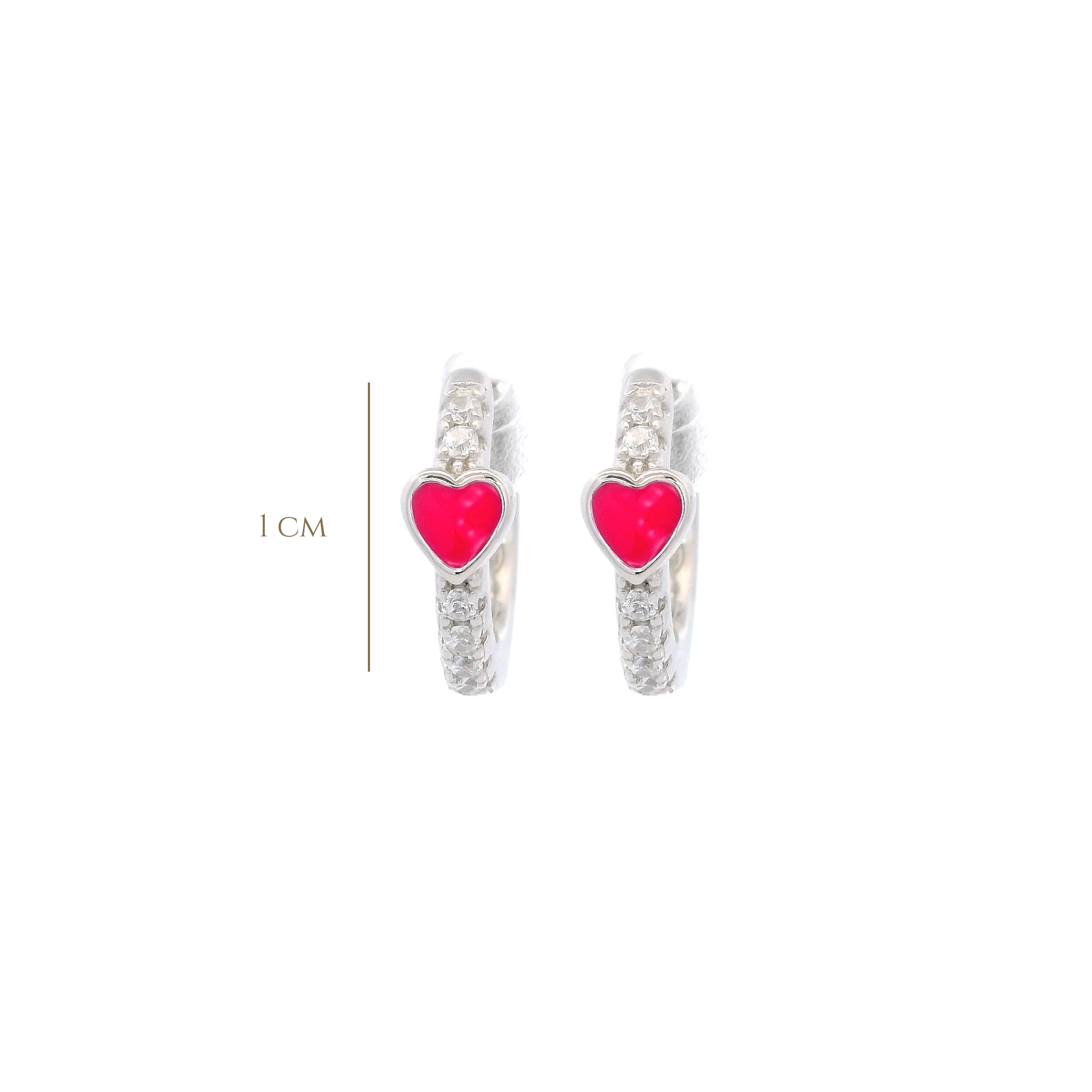 925SL HEART ENAMEL PINK EARRINGS