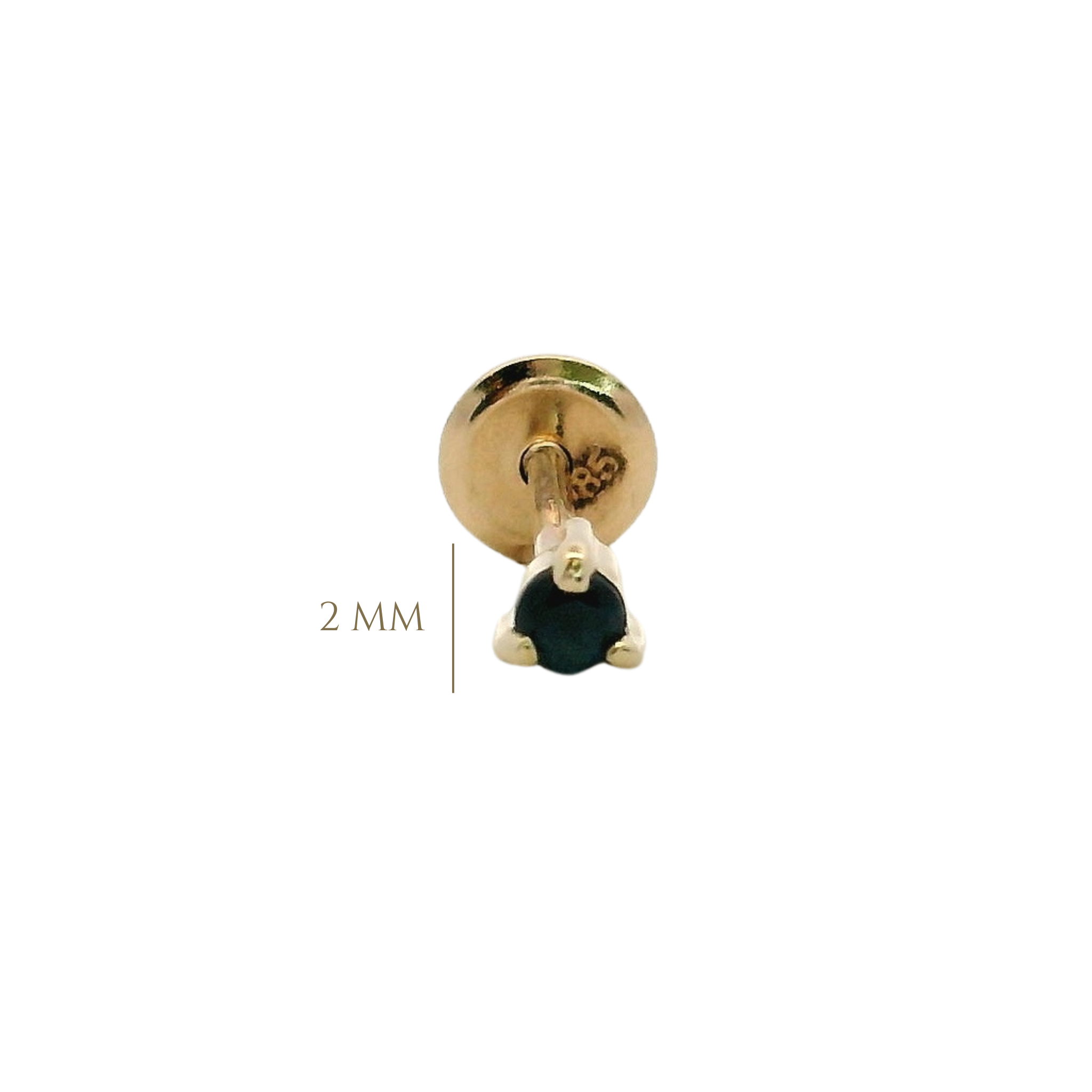 14KY PIERCING ZAFIRO 2 MM SOLITARIO