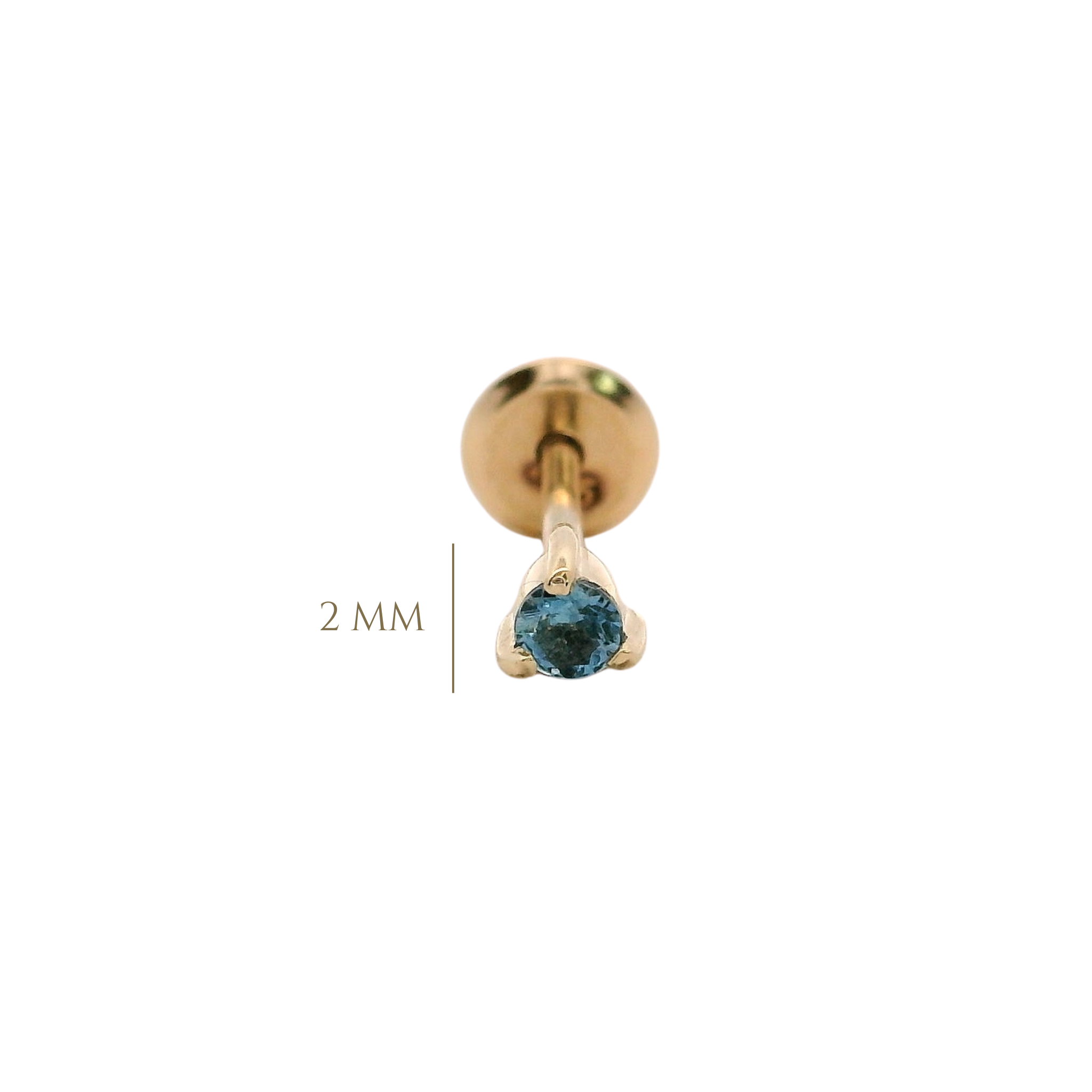 14KY PIERCING ZAFIRO 2 MM SOLITARIO