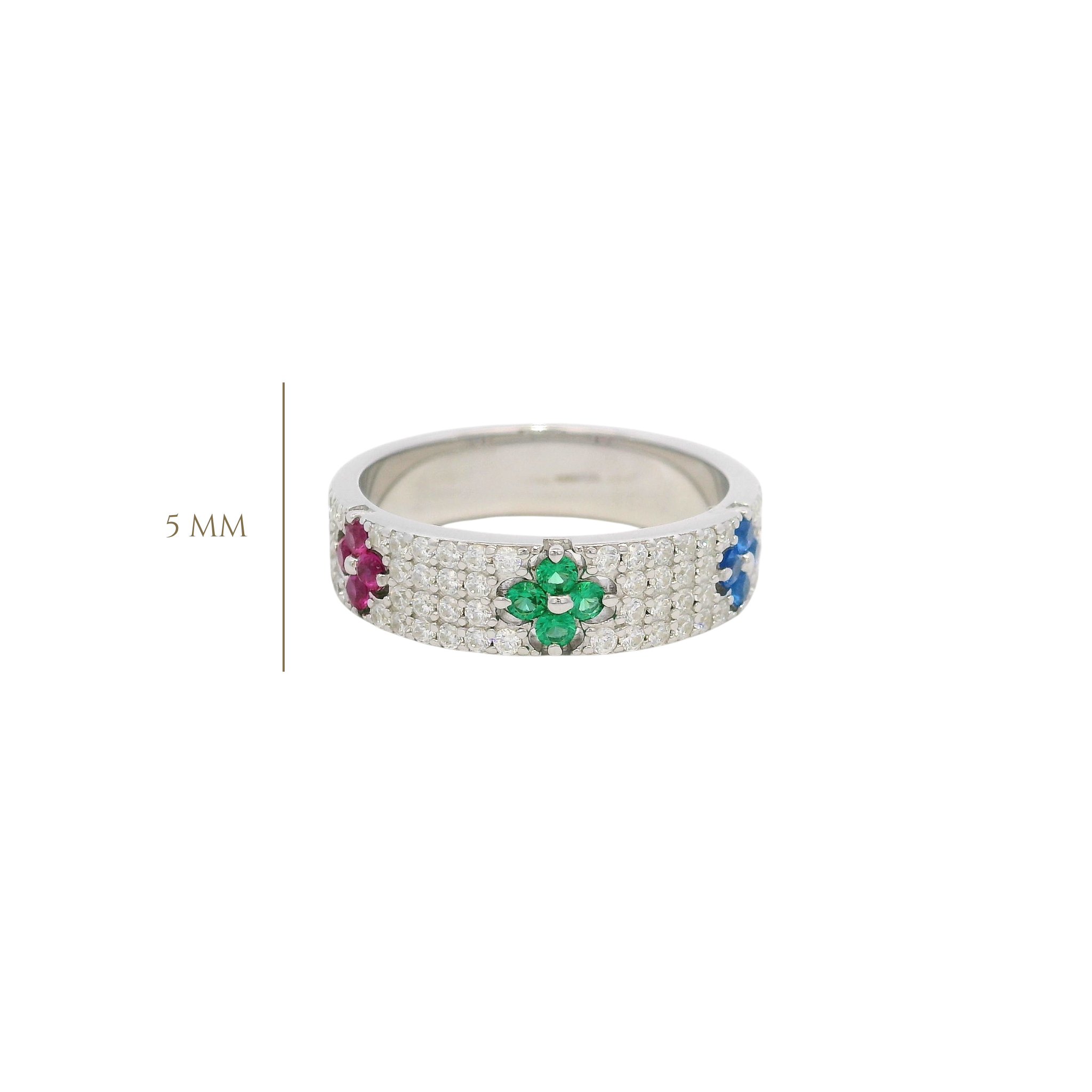 925SL STATION FLOWER MULTICOLOR RING T7