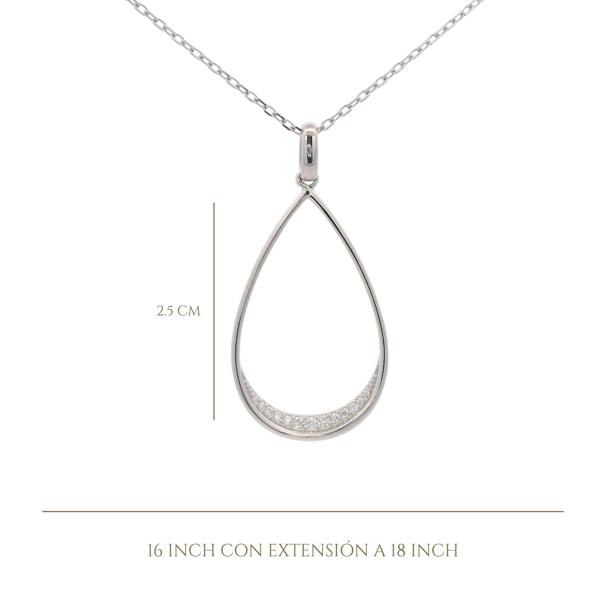 925SL OUTLINE DROP WITH CZ NECKLACE