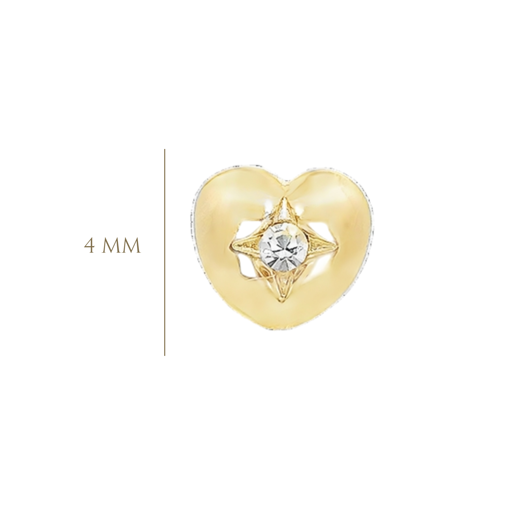 PIERCING HEART WITH CRYSTAL IN 14KT YELLOW GOLD