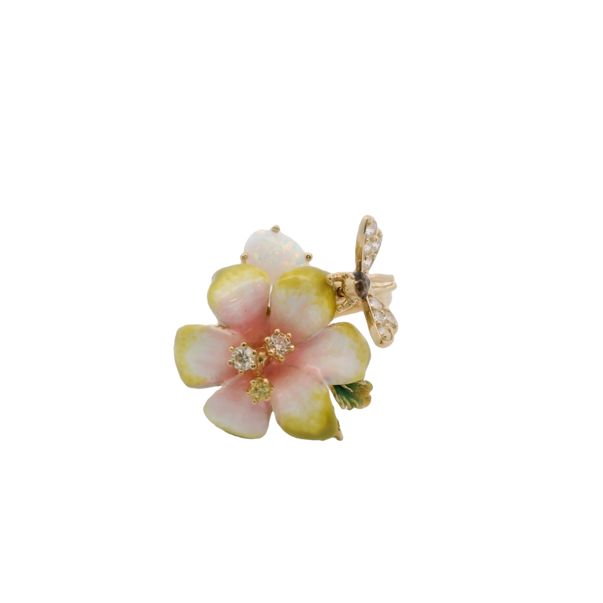 925YG FLOWER YELLOW AND FAIRY CZ RING T8