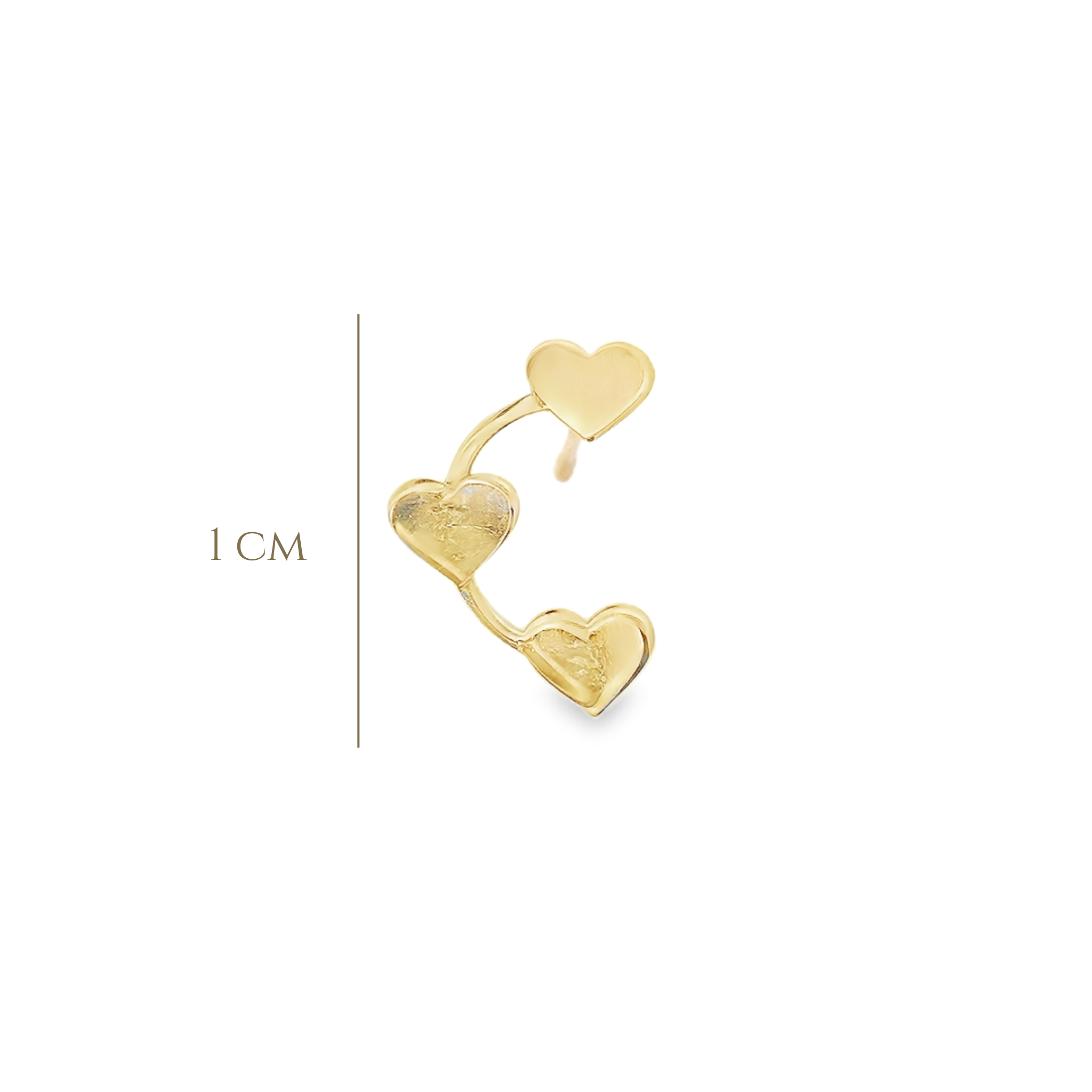 PIERCING CURVE HEARTS PLAIN IN 14KT YELLOW GOLD