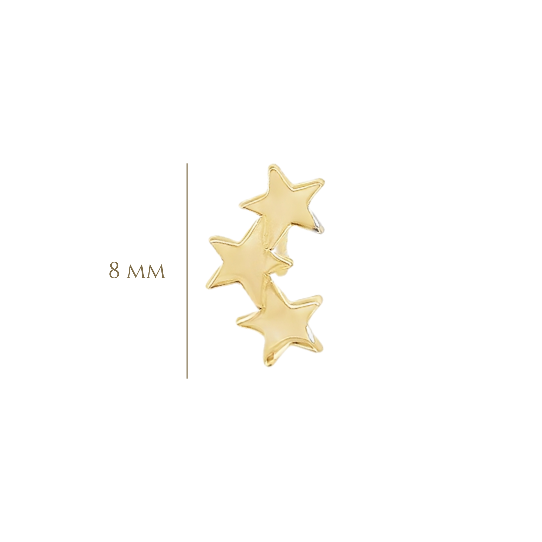 PIERCING THREE STARS PLAIN IN 14KT YELLOW GOLD