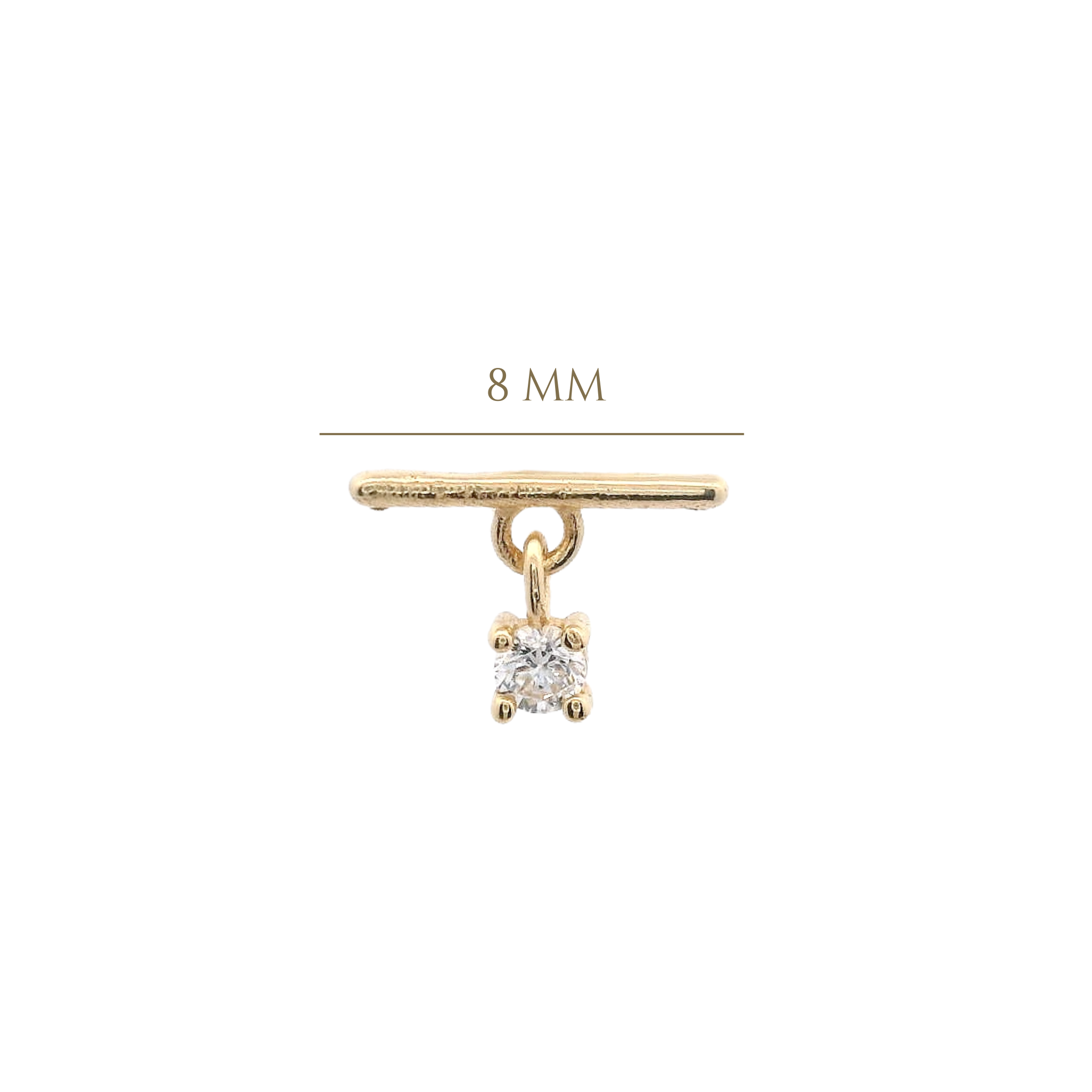 PIERCING BAR DANGLING CRYSTAL IN 14KT YELLOW GOLD