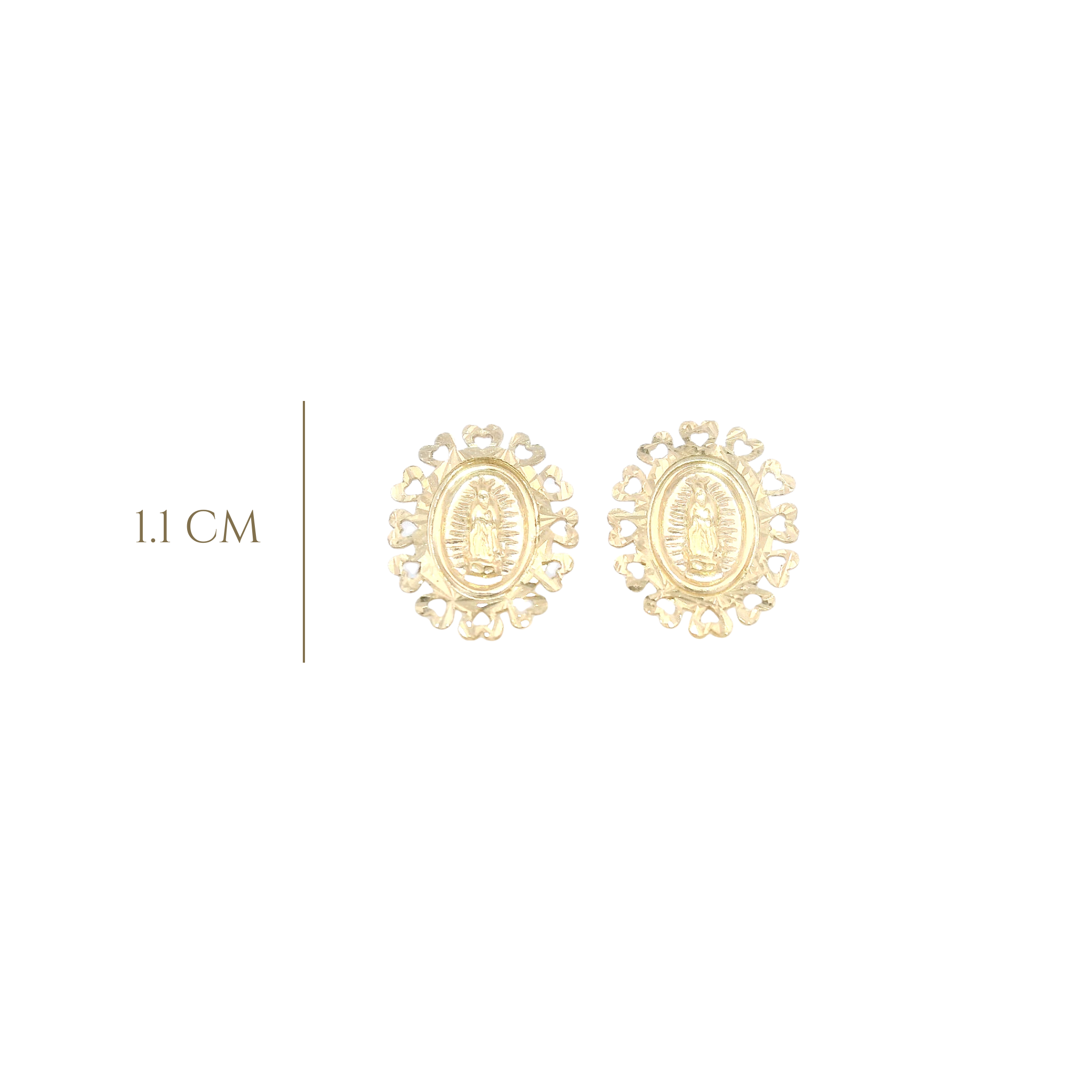 EARRINGS VIRGIN WITH HEARTS IN 14KT YELLOW GOLD