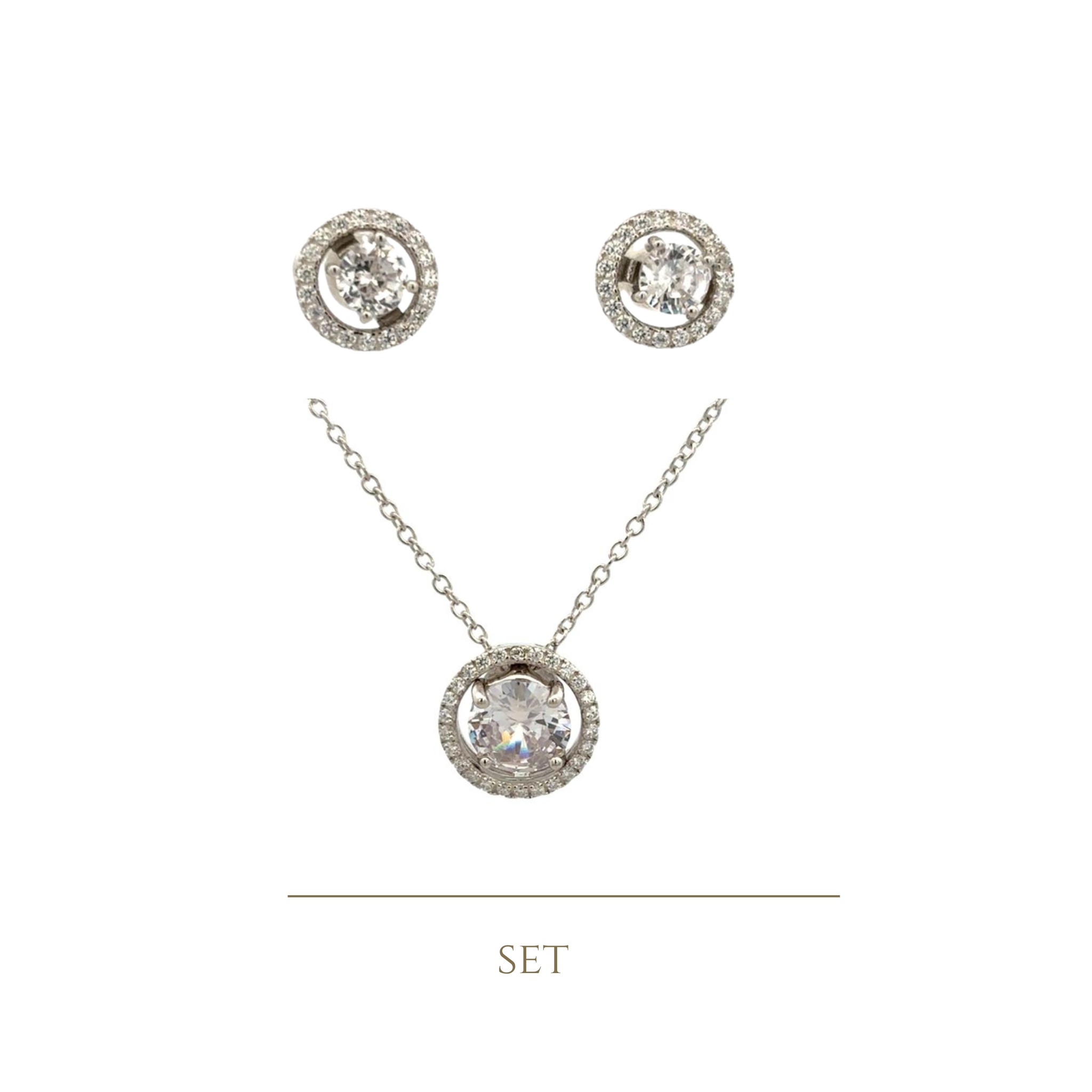 925SS CIRCLE WITH SOLITARY CZ SET