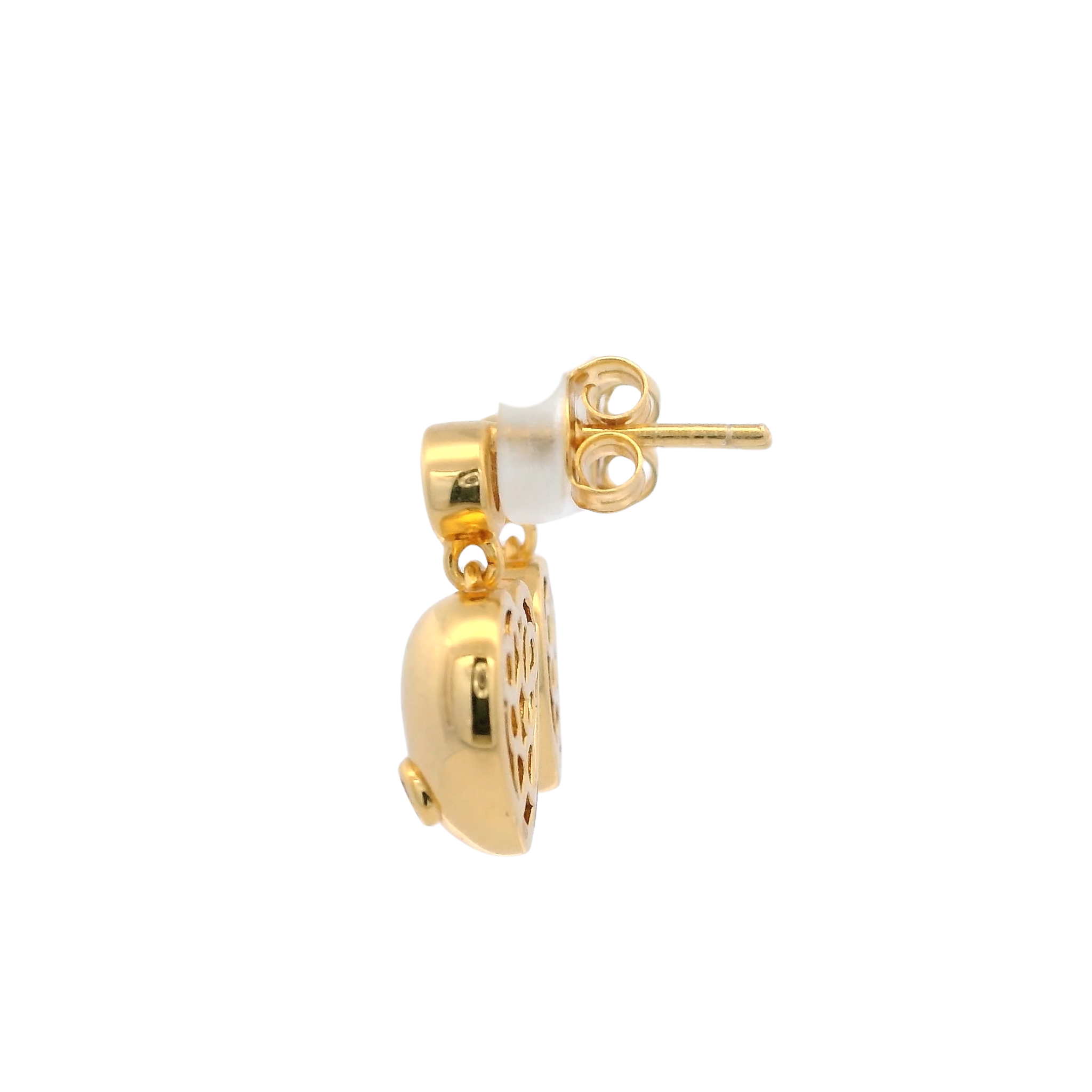 925YG BEZEL WITH HEART SMOOTH EARRINGS