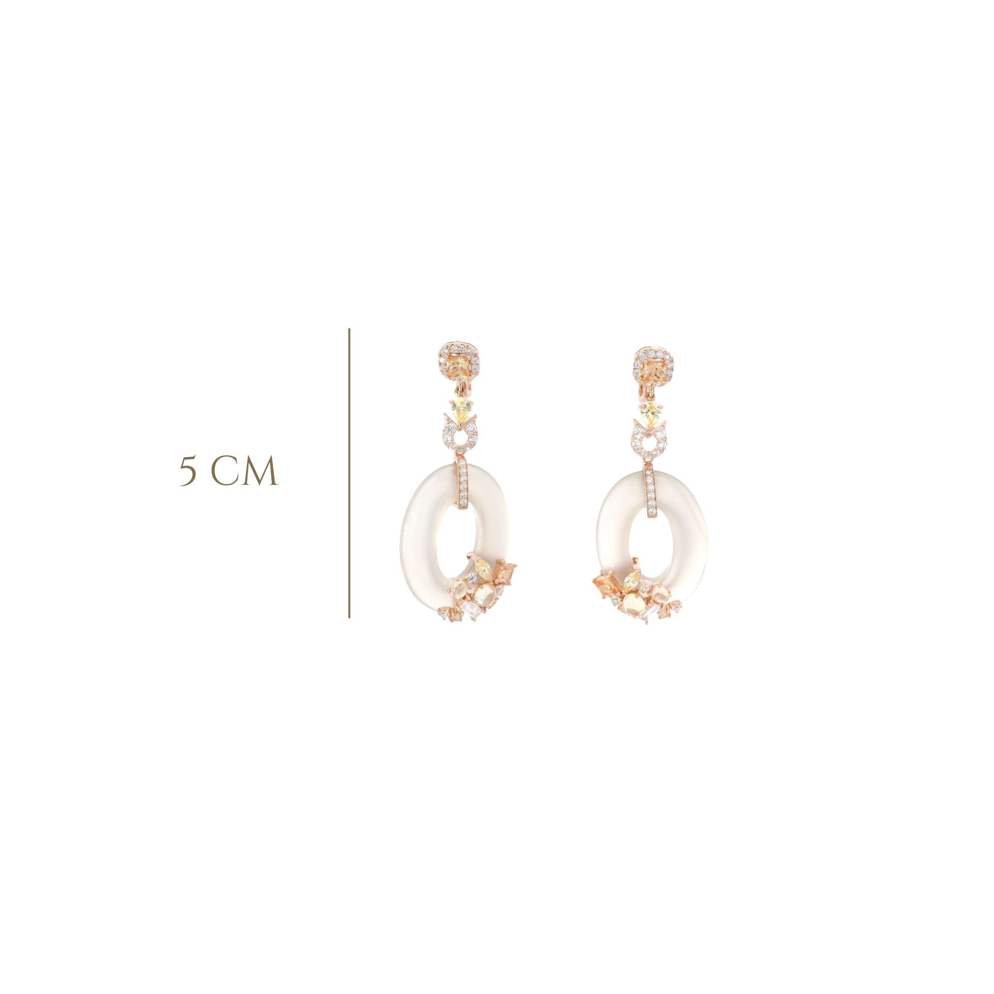 925RG DROP O AND CLUSTER SMOKY CHAMPAGE EARRINGS