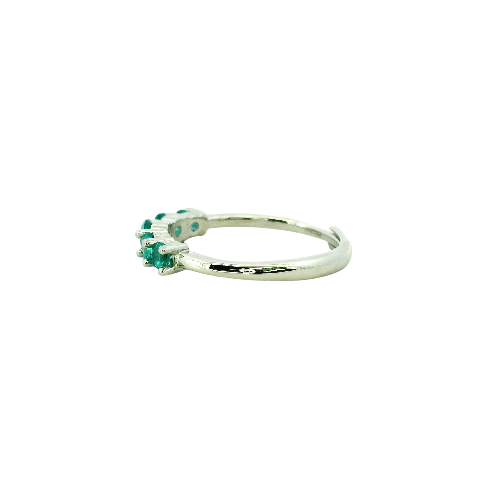 925SL FIVE STONE CZ TURQUOISE ADJUSTABLE RING