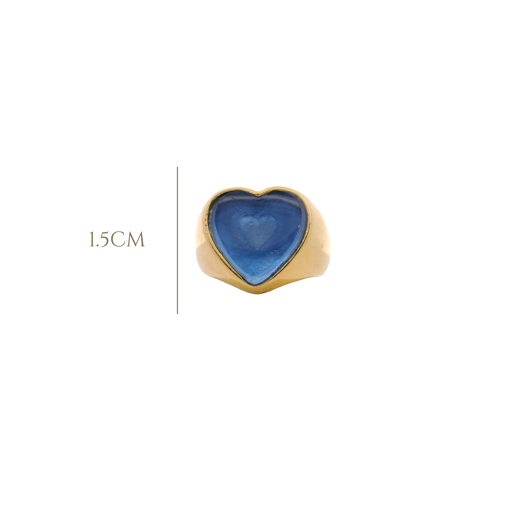 925GG HEART AND HEART SKY BLUE RING T7