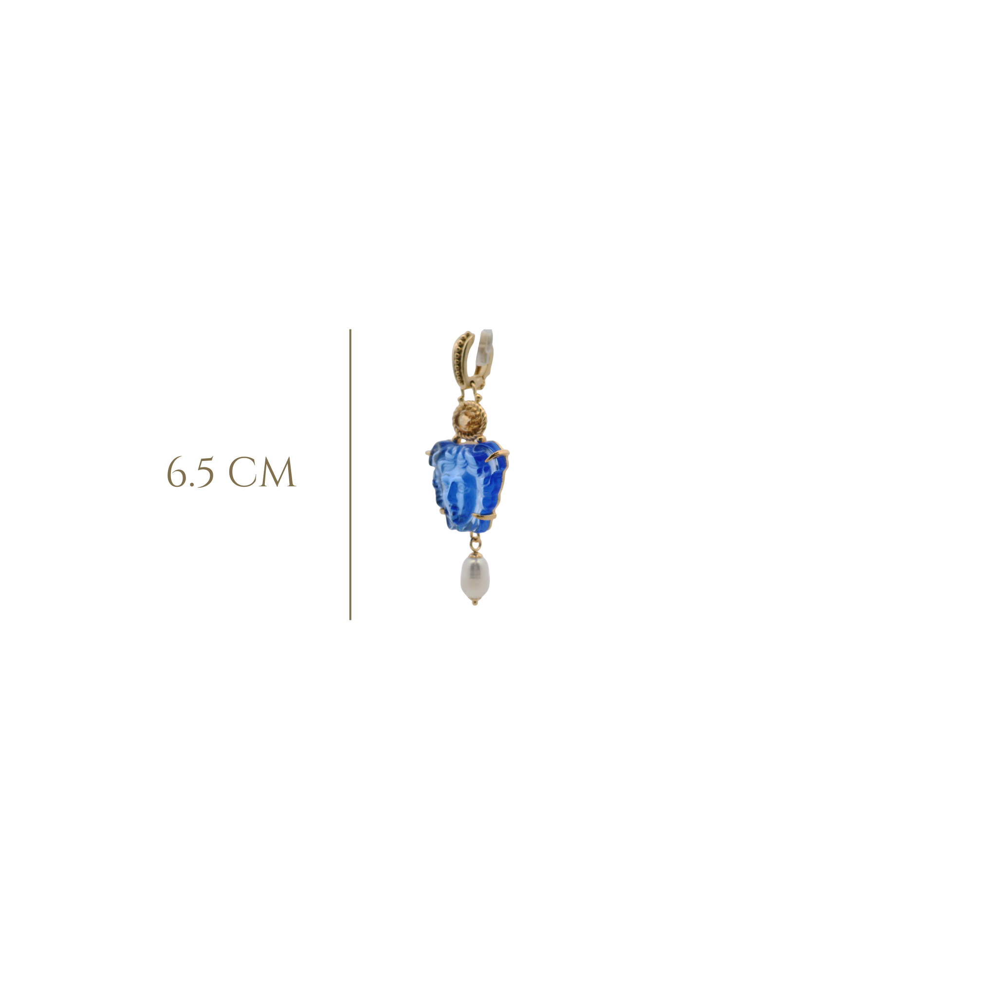 925GG MEDUSA BLUE AND CITRINA AND PEARL PENDANT