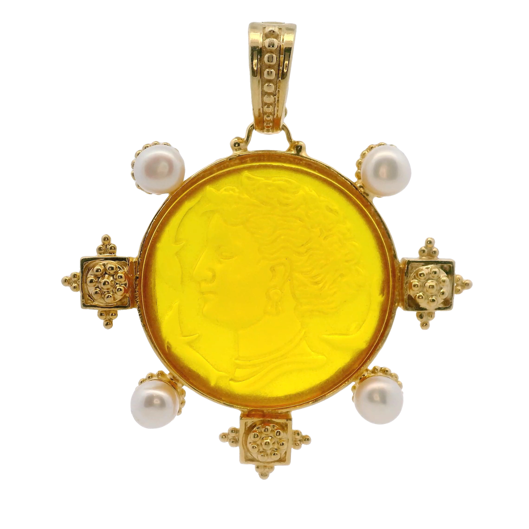 925GG ARETHUSA YELLOW AND PEARL PENDANT