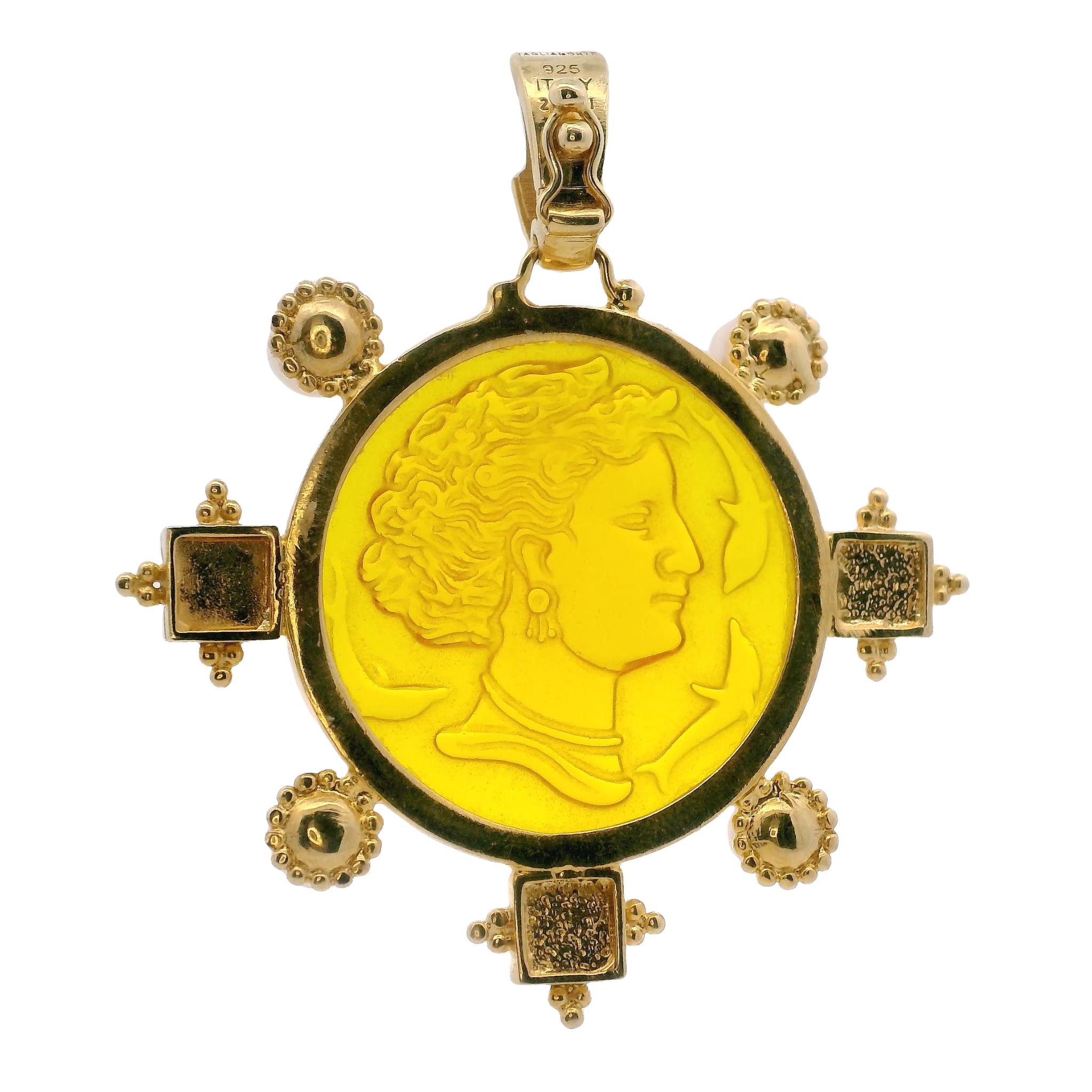 925GG ARETHUSA YELLOW AND PEARL PENDANT
