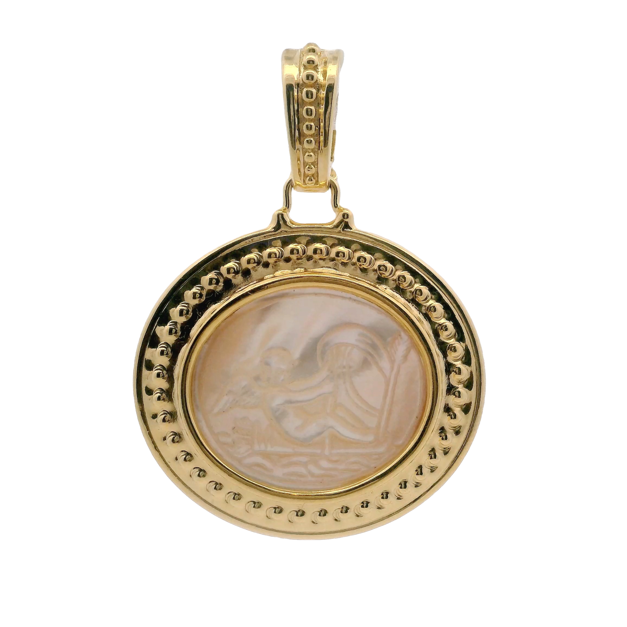 925GG PUTTO CON VELA OR CHIMERA MOP PENDANT
