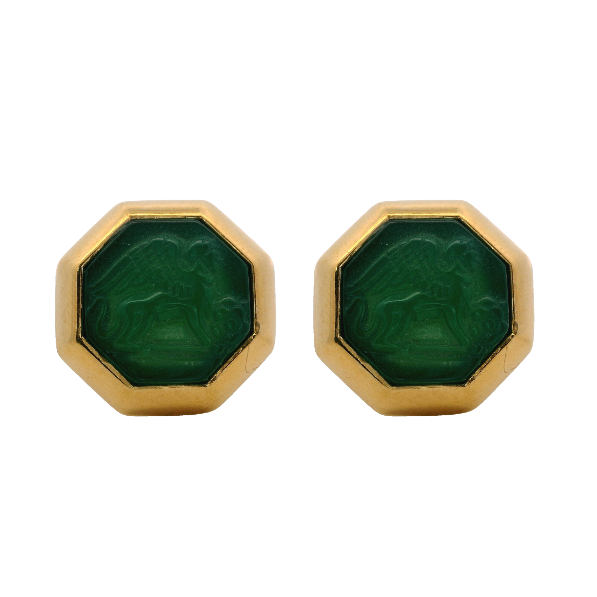 925GG OCTAGONAL CHIREMA GREEN STUD EARRINGS