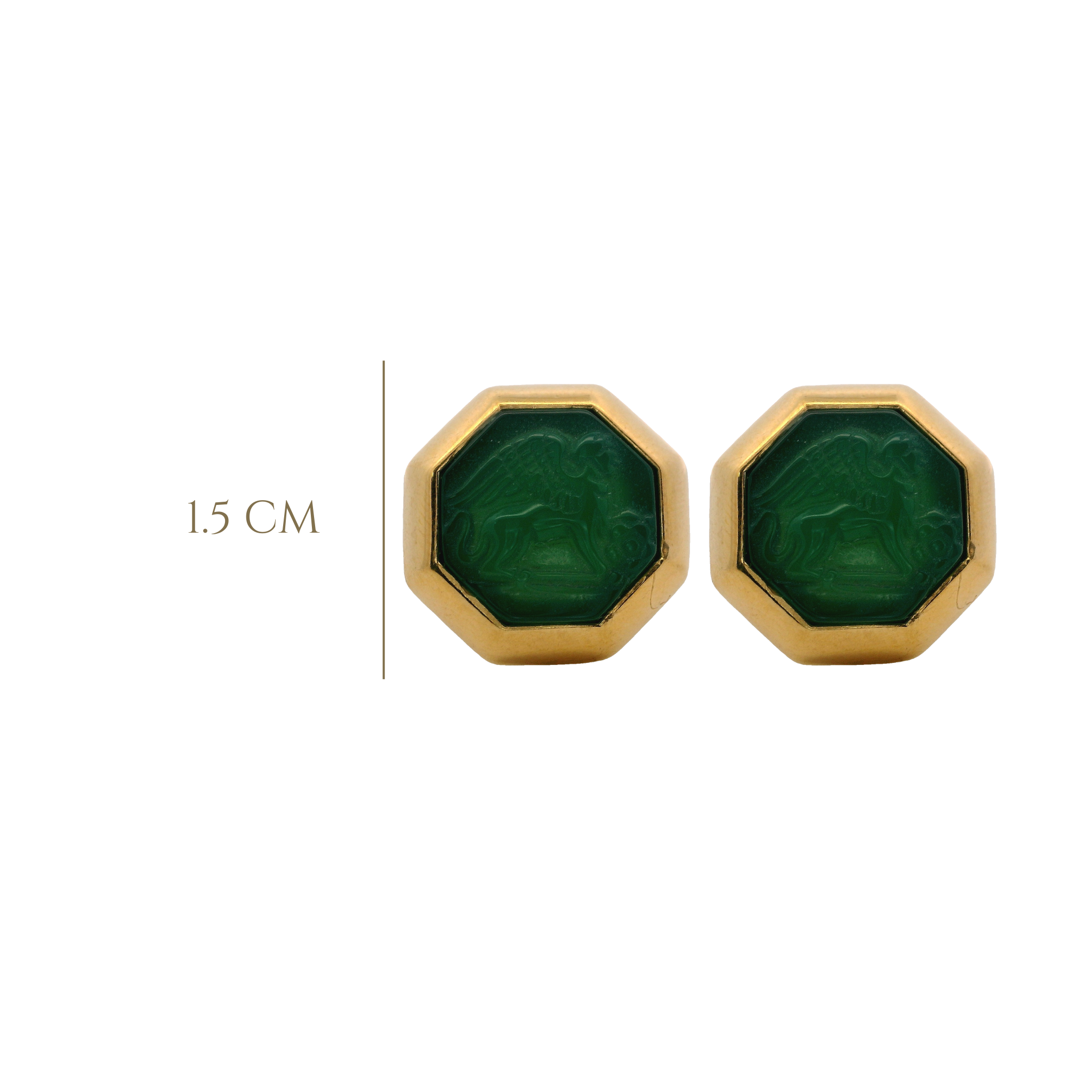 925GG OCTAGONAL CHIREMA GREEN STUD EARRINGS