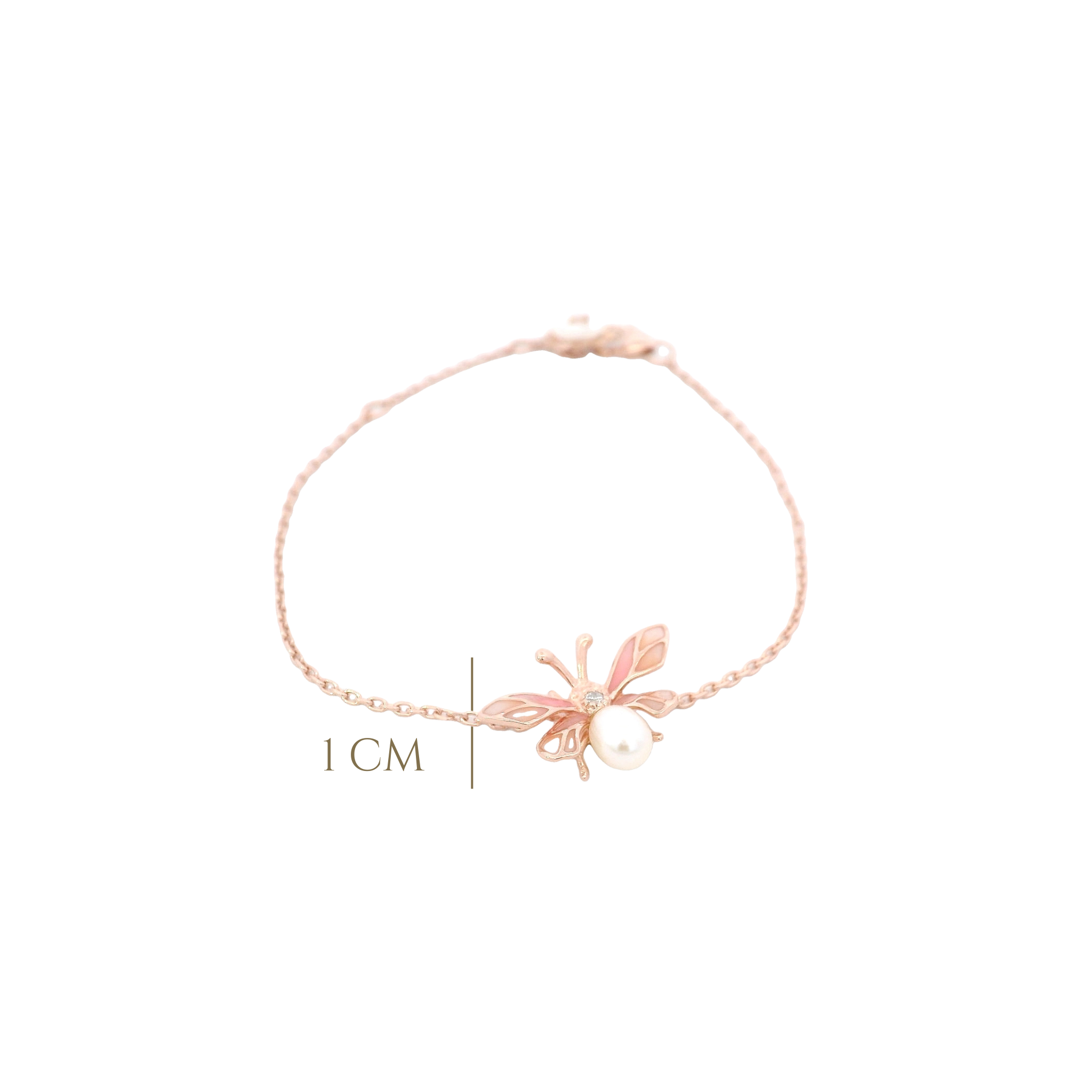 925RG BEE PINK PEARL AND MINI FLOWER WHITE BRACELET