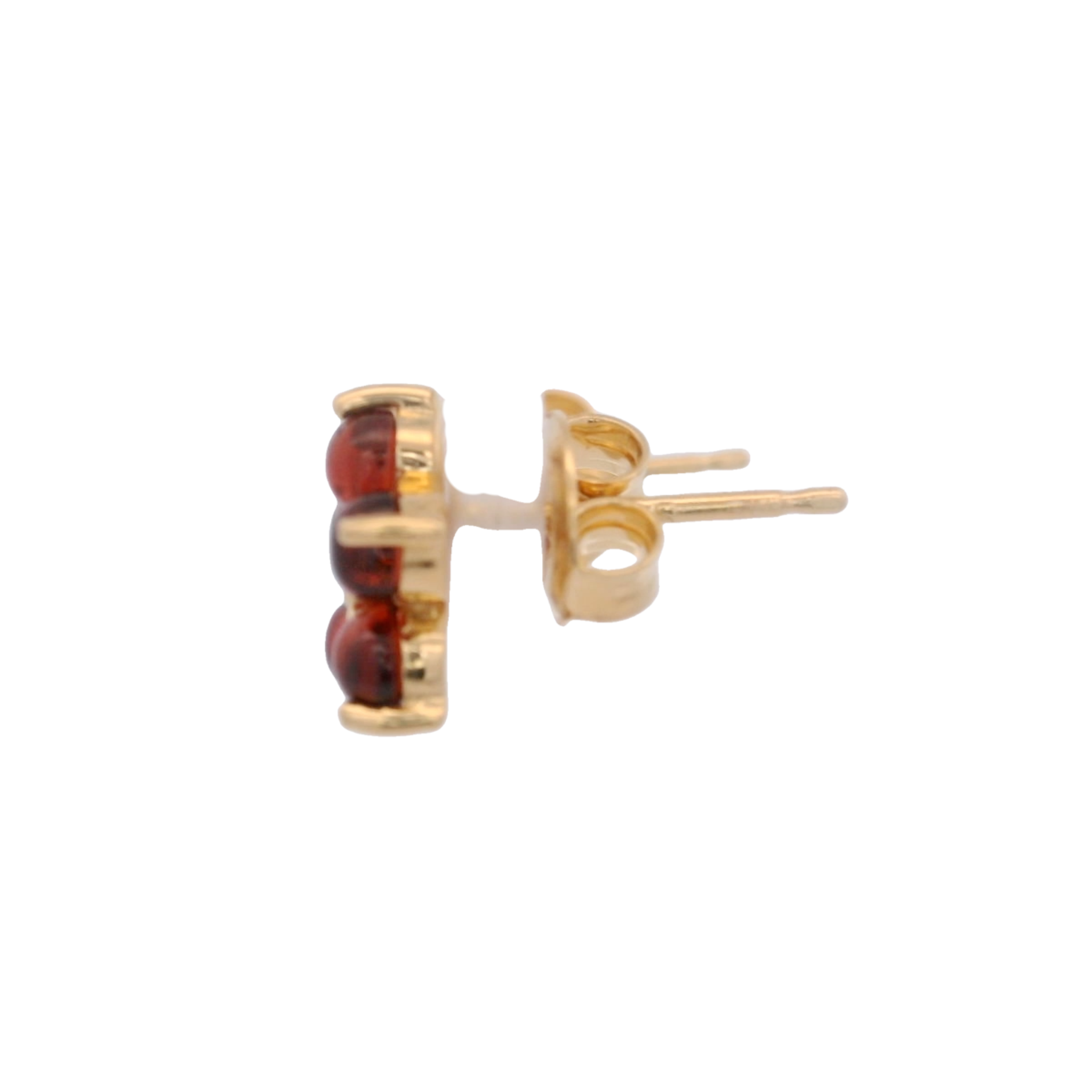 925YG FLOWER 10MM GARNET CENTER TOPAZ WHITE EARRINGS