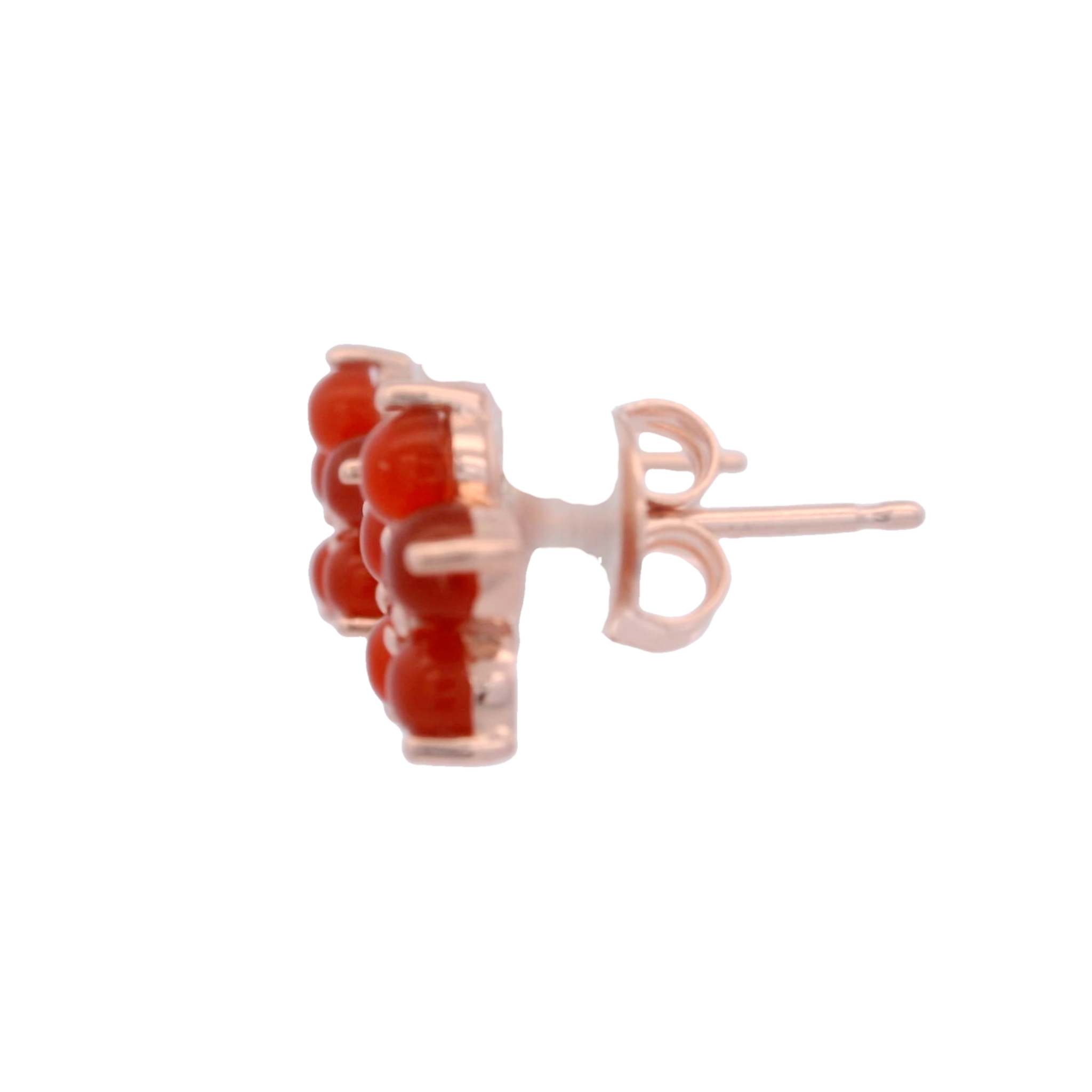 925RG FLOWER 10MM ONYX RED CENTER TOPAZ WHITE EARRINGS