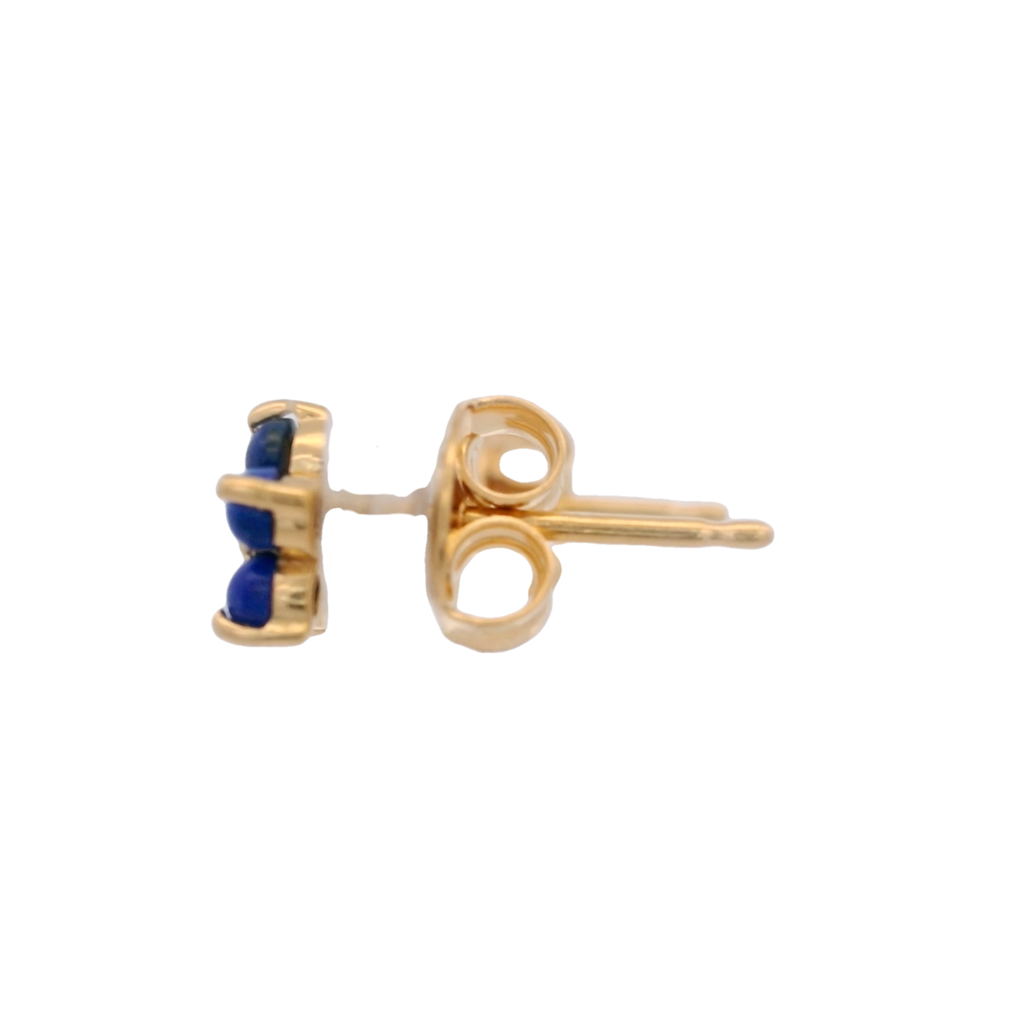 925YG FLOWER 6MM LAPIS LAZULI CENTER ONYX GREEN EARRINGS