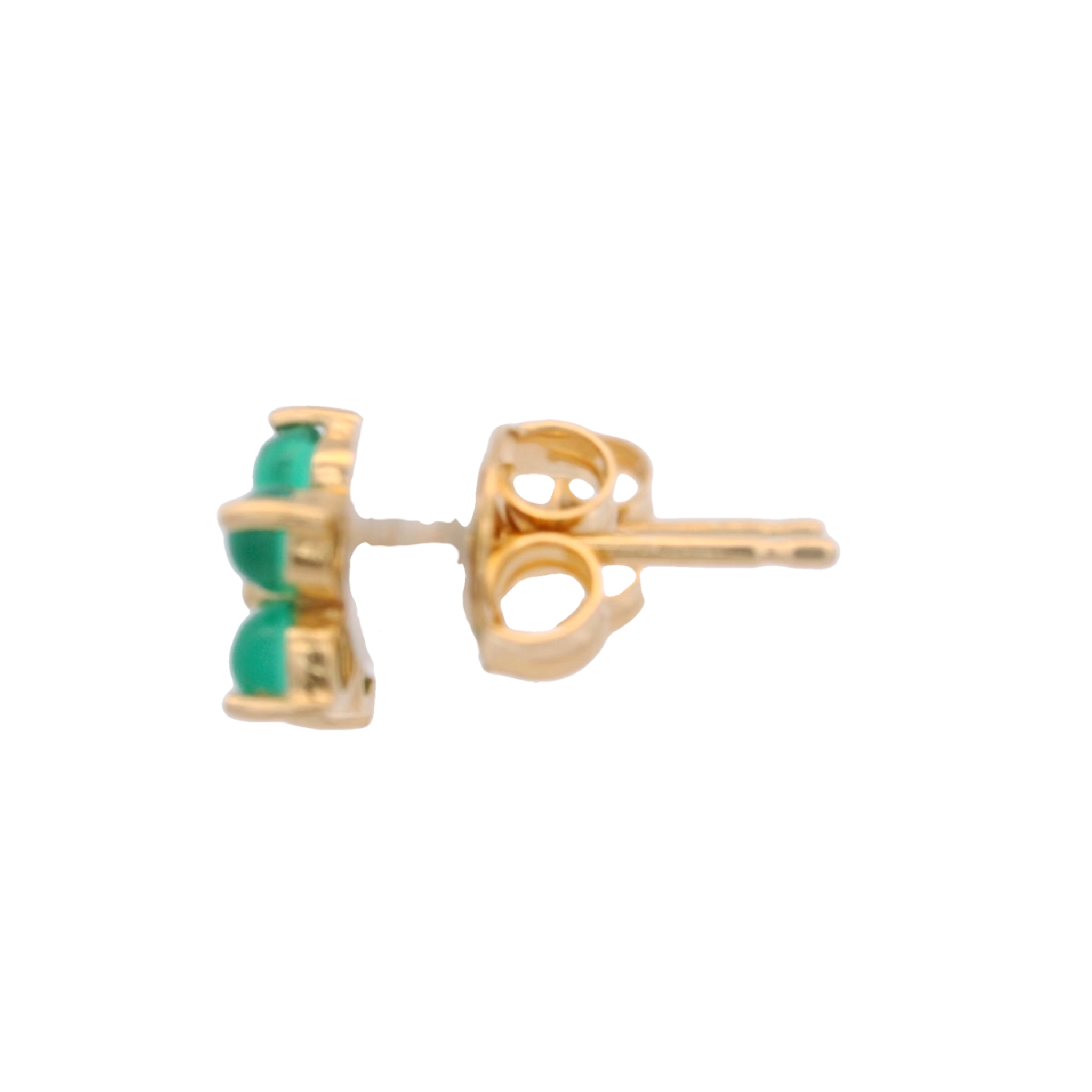925YG FLOWER 8MM ONYX GREEN CENTER CITRINE EARRINGS