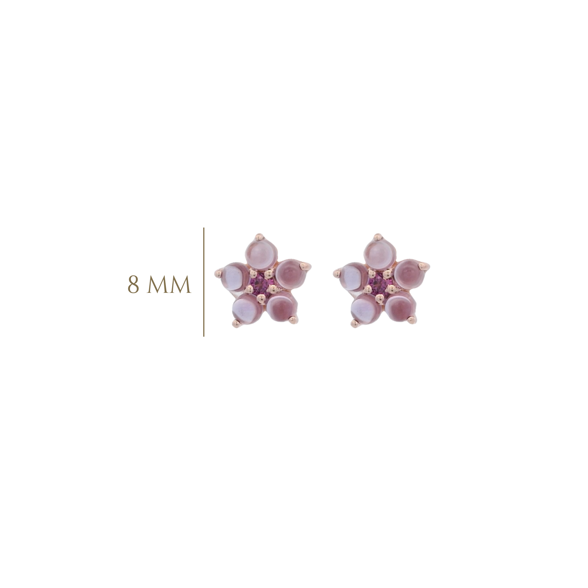 925RG FLOWER 8MM AMETHYST CENTER GARNET EARRINGS