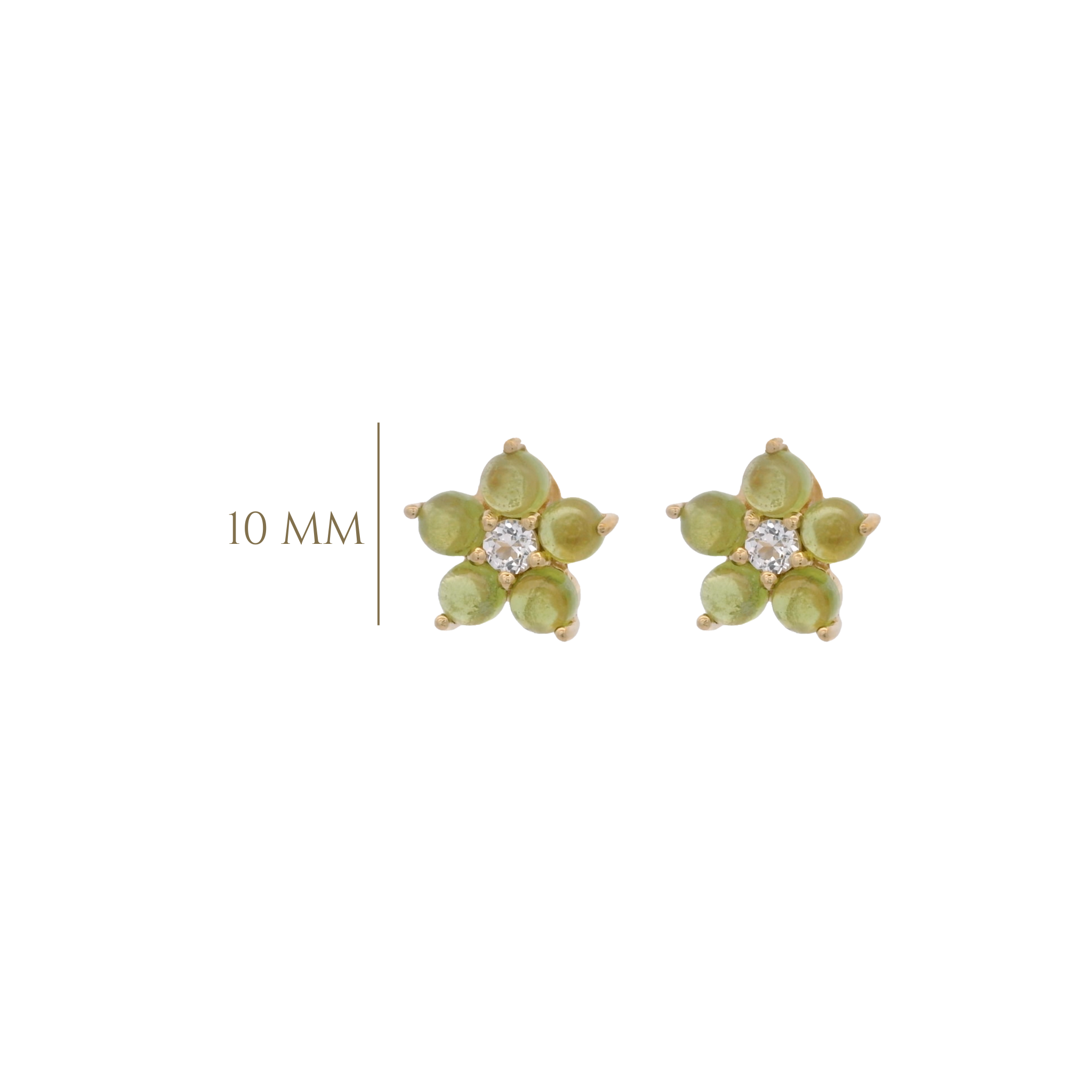 925YG FLOWER 10MM VASONITE CENTER TOPAZ WHITE EARRINGS