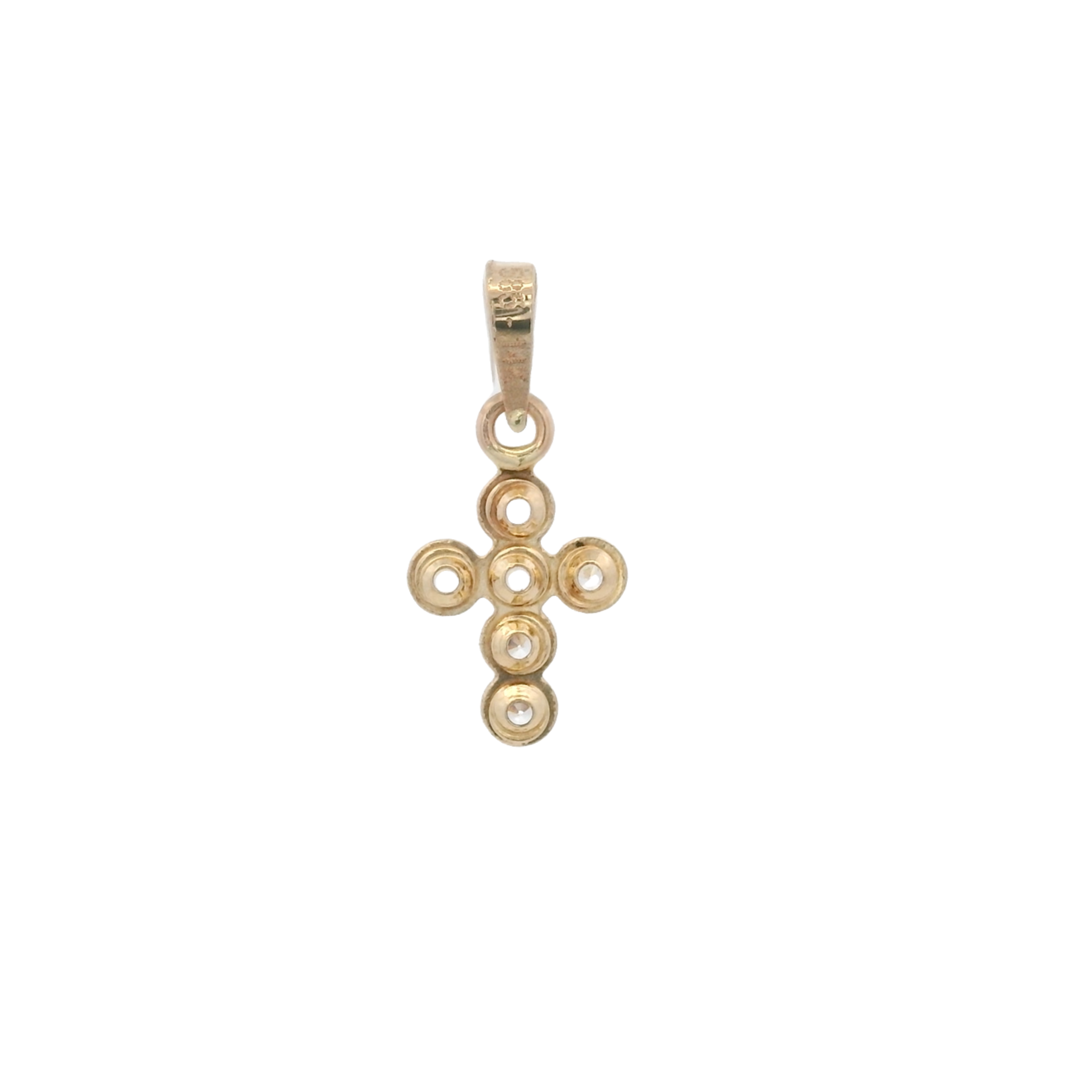 14KY MINI BEZEL CROSS 7X16MM PENDANT