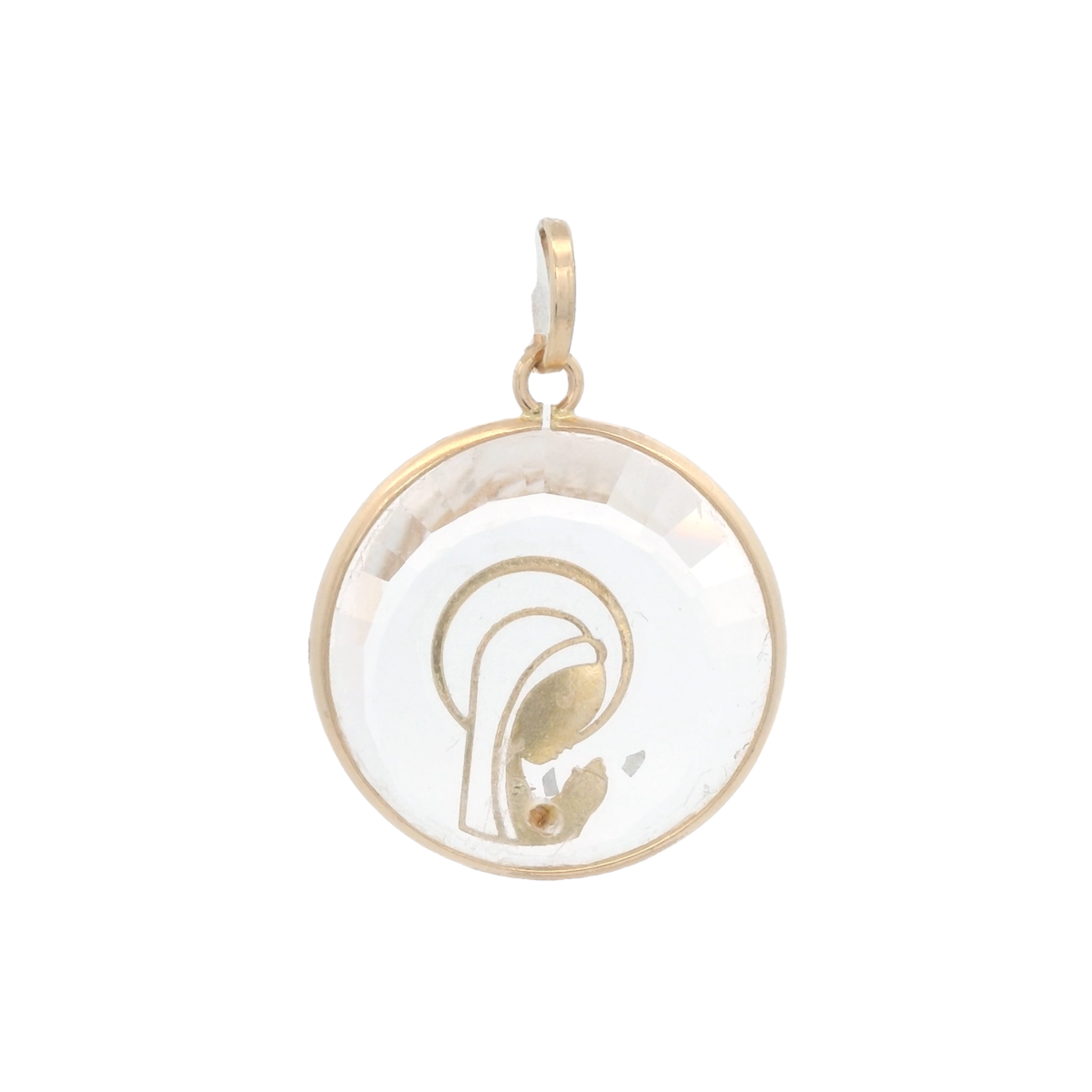 14KY VIRGIN TRANSPARENT 18MM MEDAL