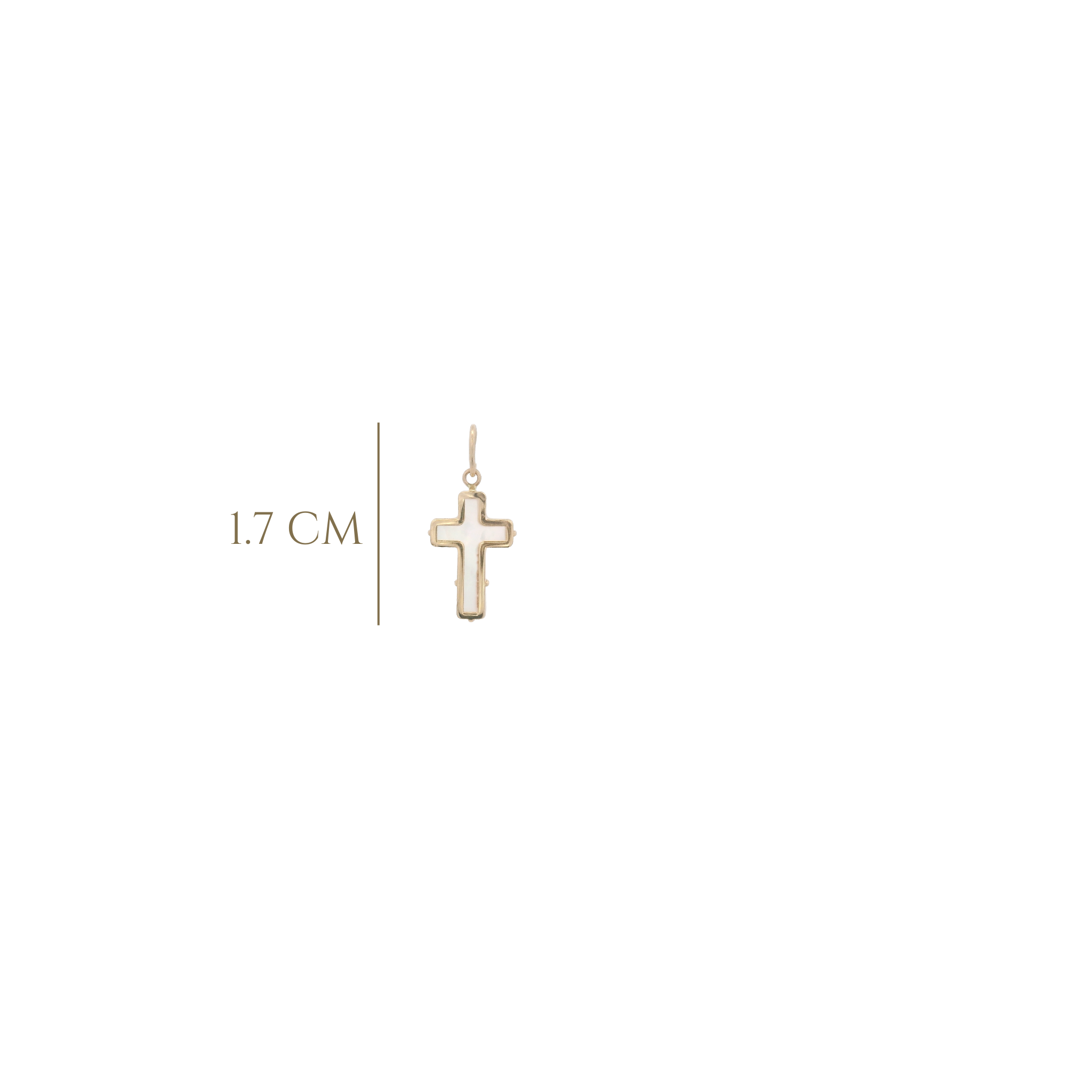 14KY MINI CROSS SHELL NACAR 8X12MM PENDANT