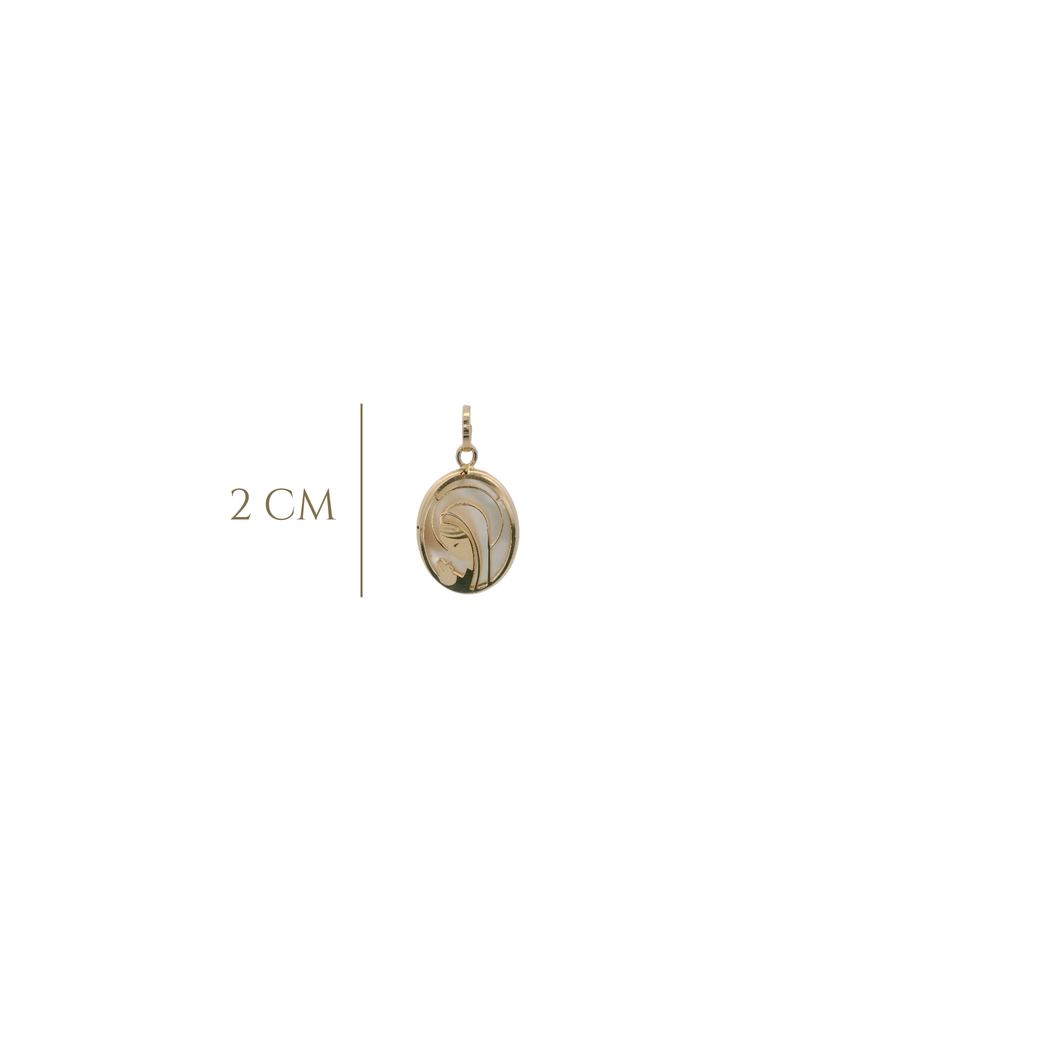 14KY VIRGIN NACAR SHELL 14MM OVAL MEDAL