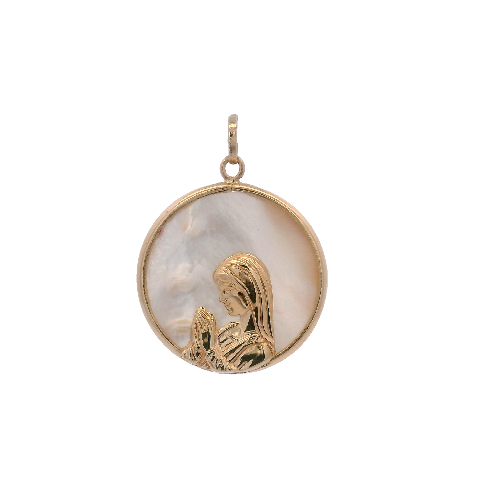 14KY VIRGIN NACAR SHELL 18MM MEDAL