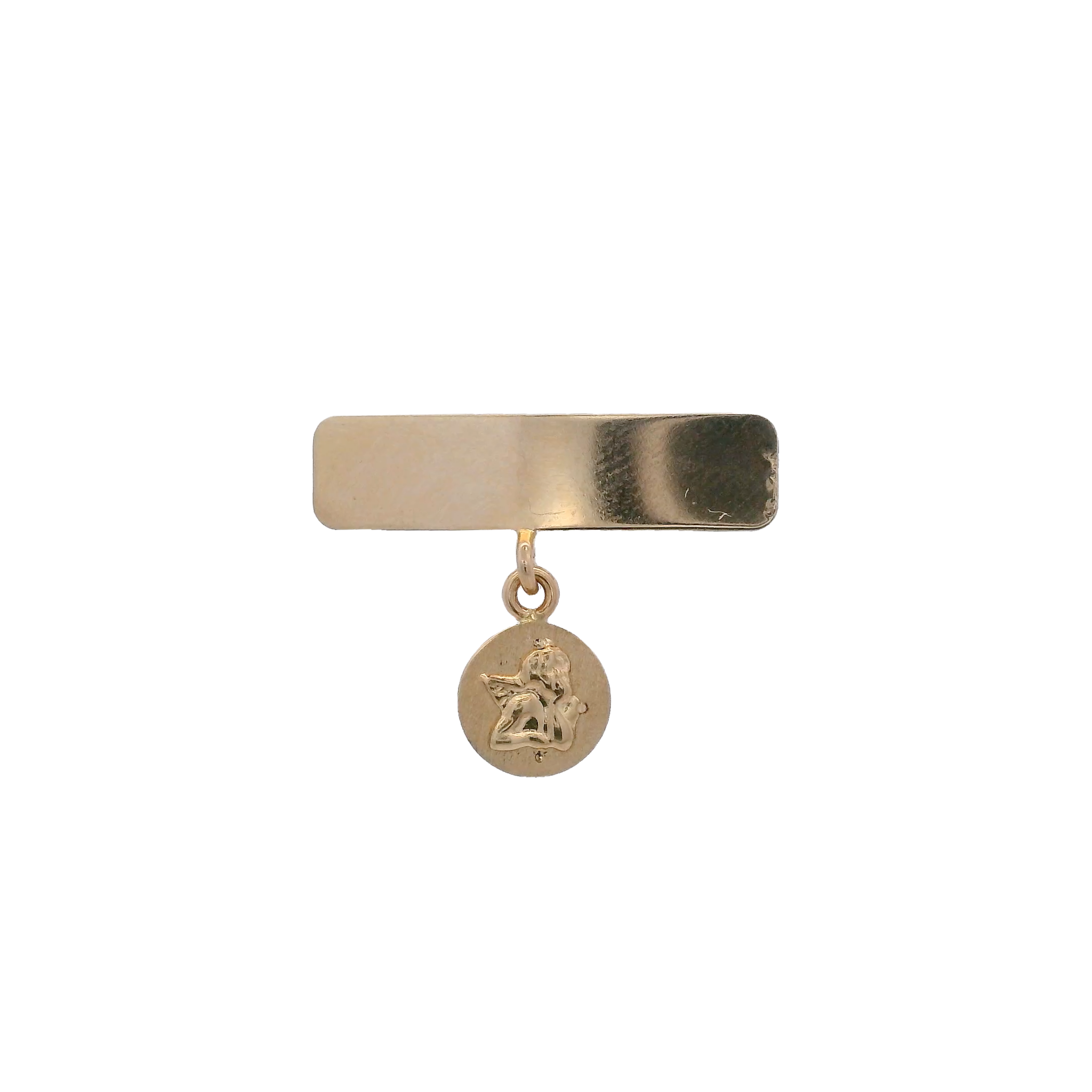 14KY BAR WITH MEDAL GUARDIAN ANGEL PIN